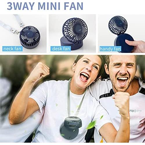 Ventilador de Collar HandFan Mini Recargable 2600mAh Azul