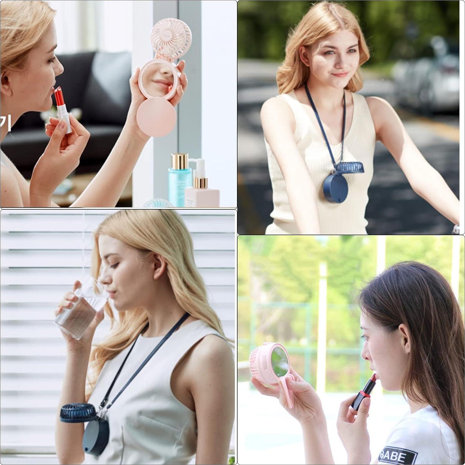 Ventilador de Collar HandFan Mini Recargable 2600mAh Azul