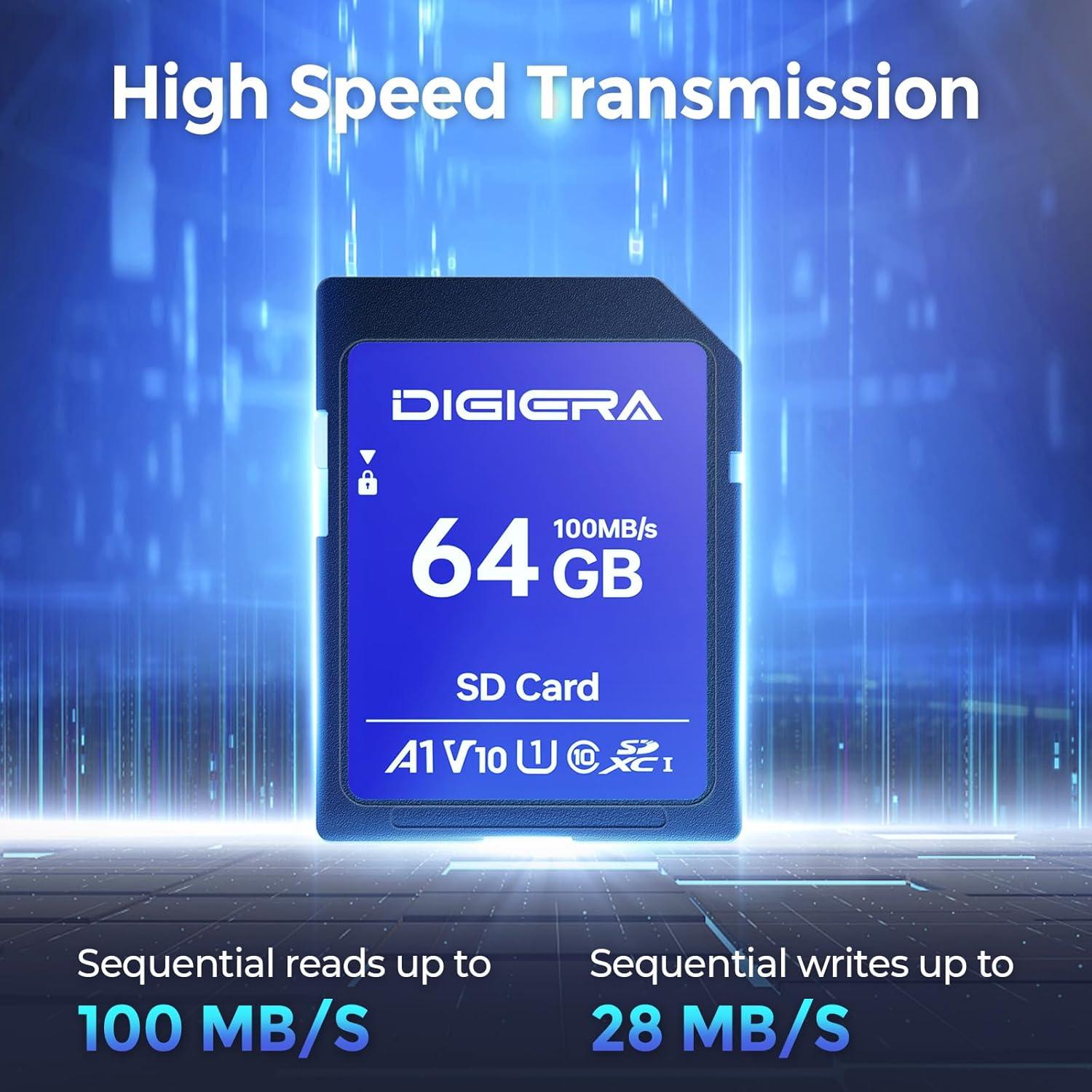 Tarjeta de Memoria SDXC 64GB DIGIERA CS100 - 100MB/s C10 U1