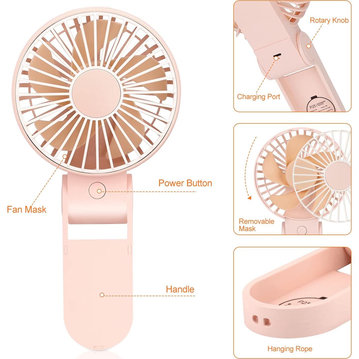 Ventilador de Mano TriPole P23 Portátil USB 3 Velocidades Rosa