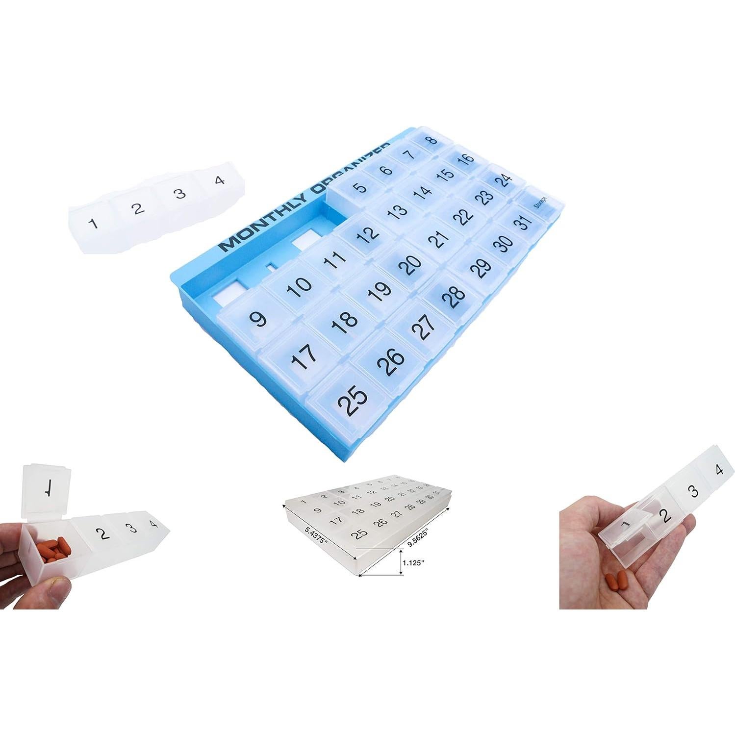 Organizador de Pastillas Mensual Promed 31 Compartimentos Azul