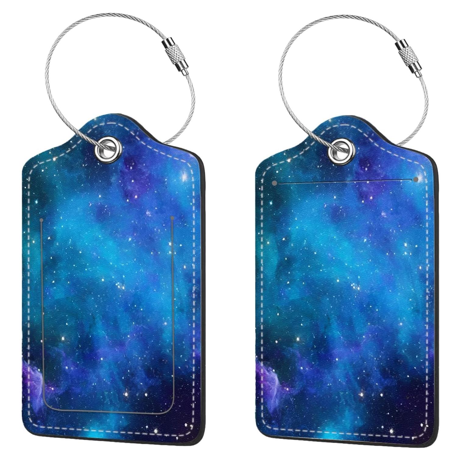 Etiquetas de Equipaje Anikathy de Cuero PU - 2 Pcs, Azul