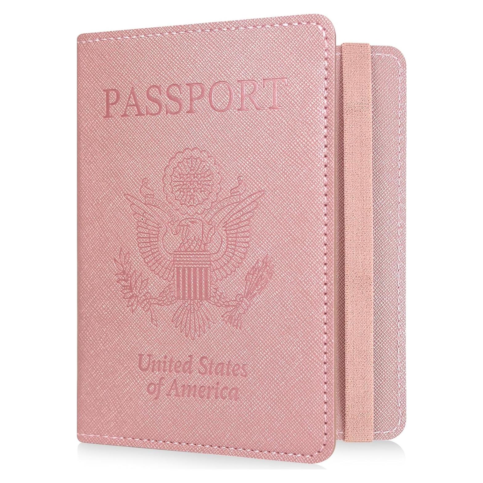 Portafolios de Pasaporte RSAquar Oro Rosa con Bloqueo RFID