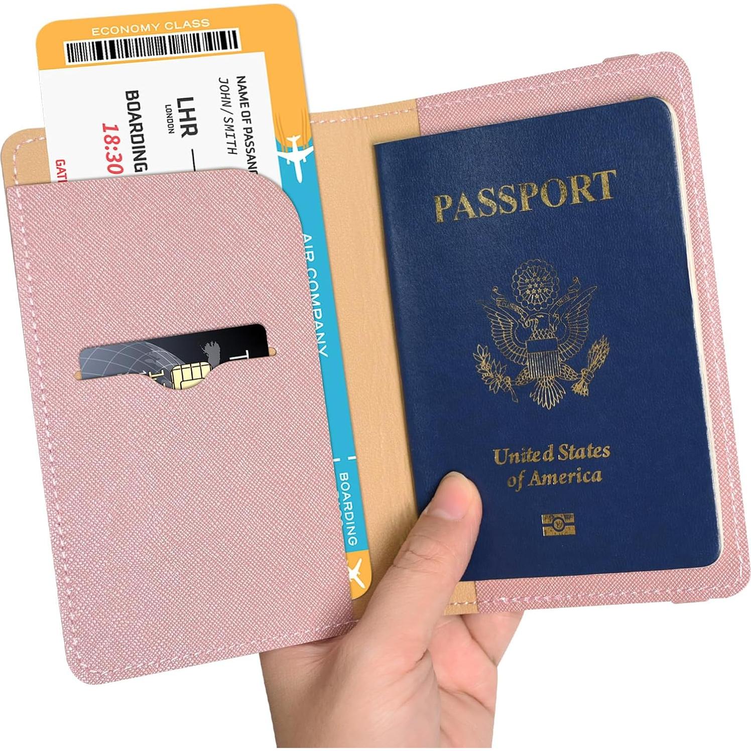 Portafolios de Pasaporte RSAquar Oro Rosa con Bloqueo RFID