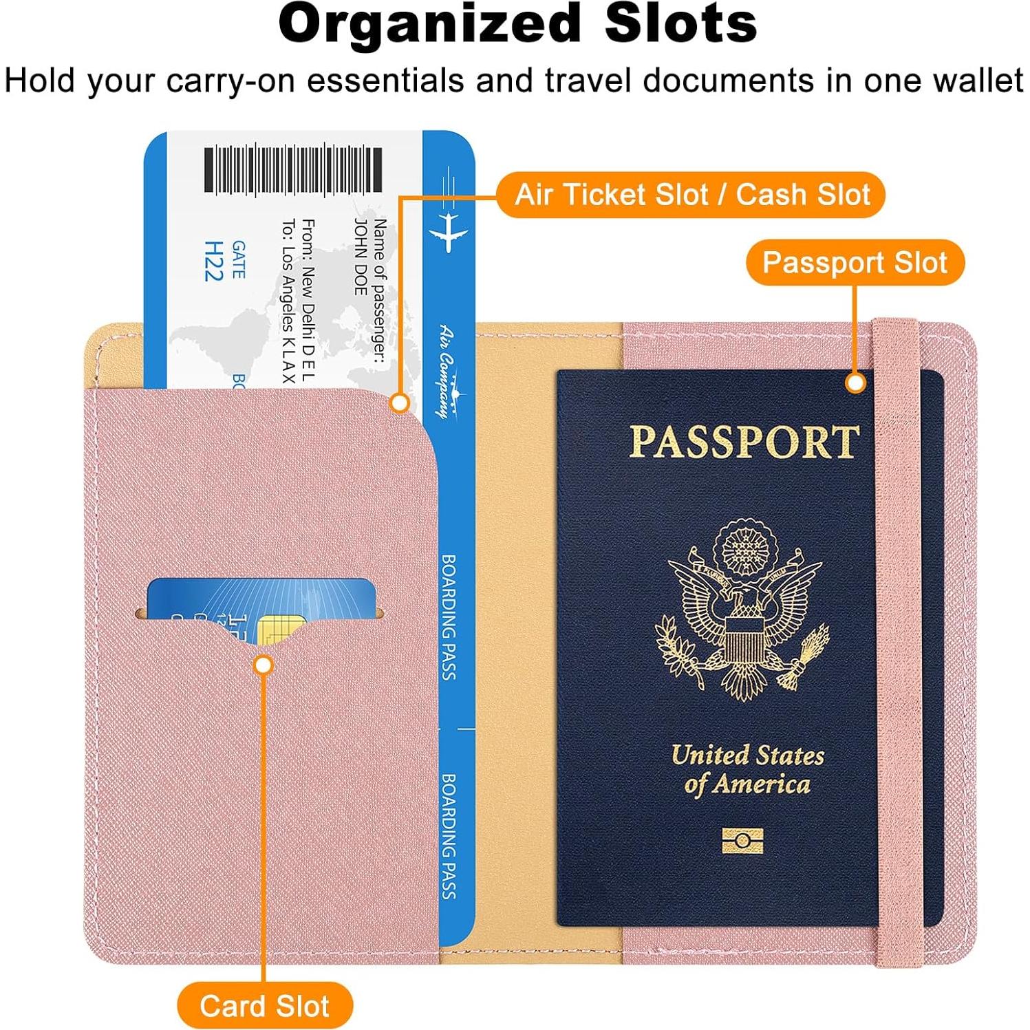 Portafolios de Pasaporte RSAquar Oro Rosa con Bloqueo RFID