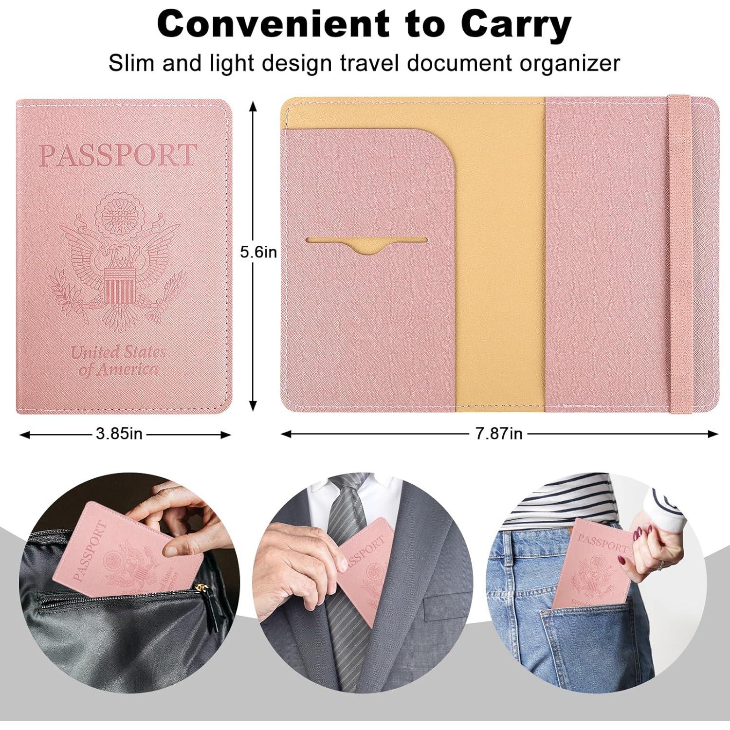 Portafolios de Pasaporte RSAquar Oro Rosa con Bloqueo RFID