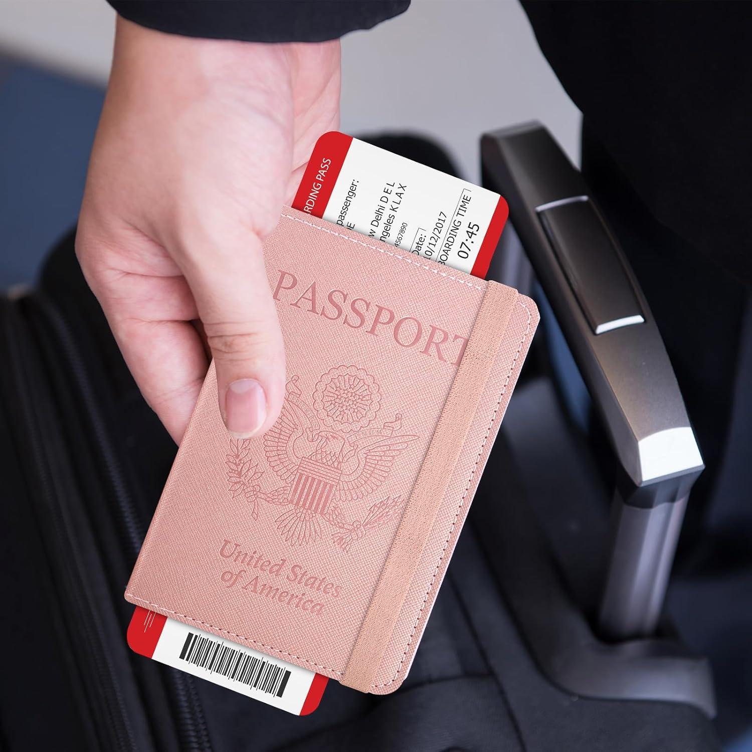 Portafolios de Pasaporte RSAquar Oro Rosa con Bloqueo RFID