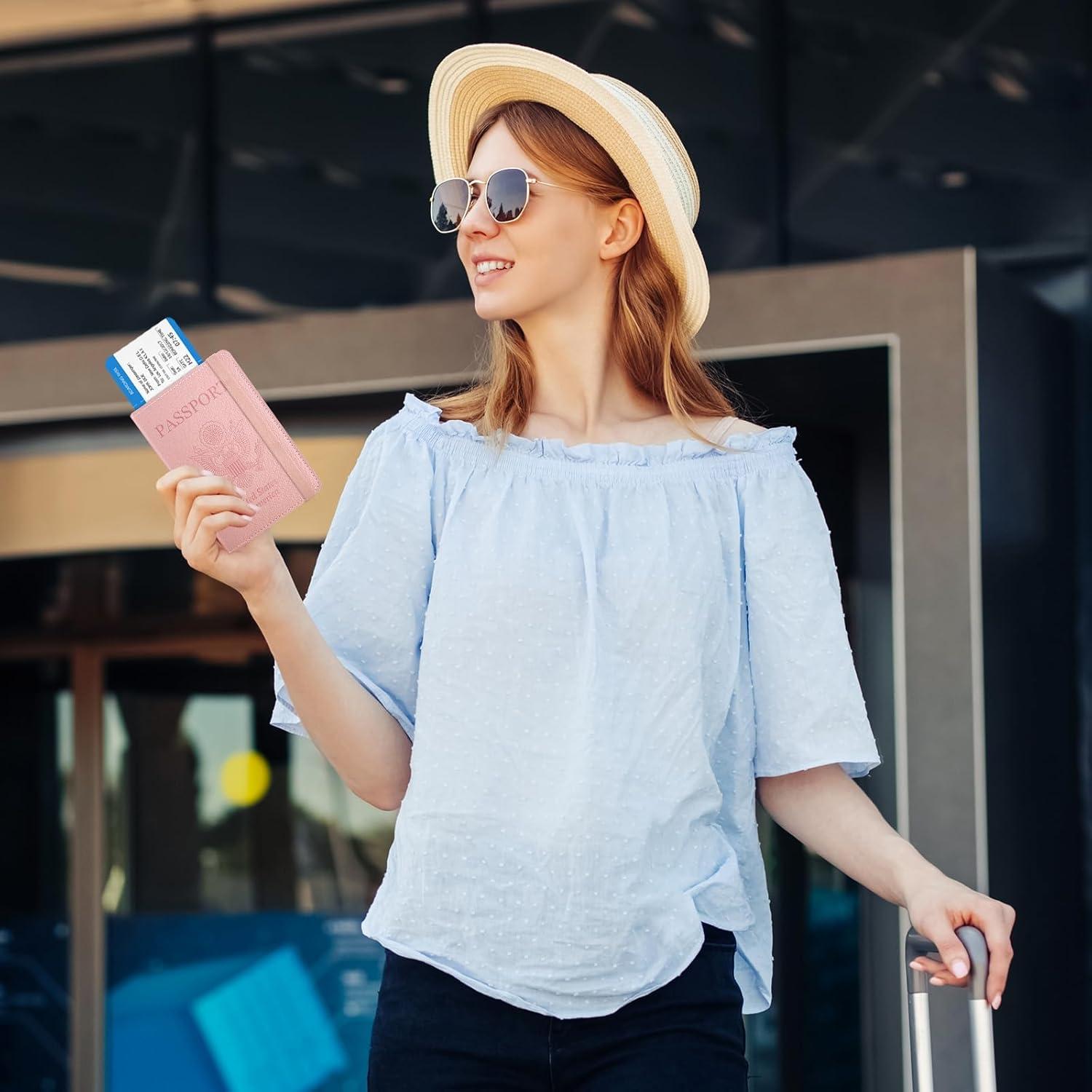 Portafolios de Pasaporte RSAquar Oro Rosa con Bloqueo RFID