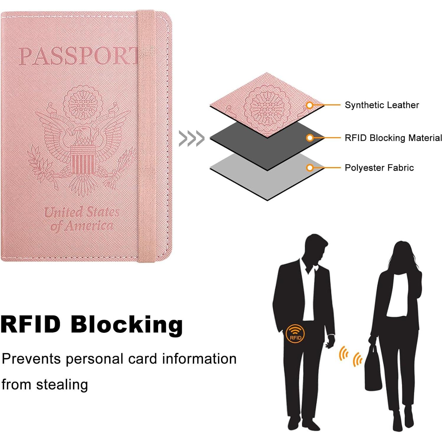 Portafolios de Pasaporte RSAquar Oro Rosa con Bloqueo RFID