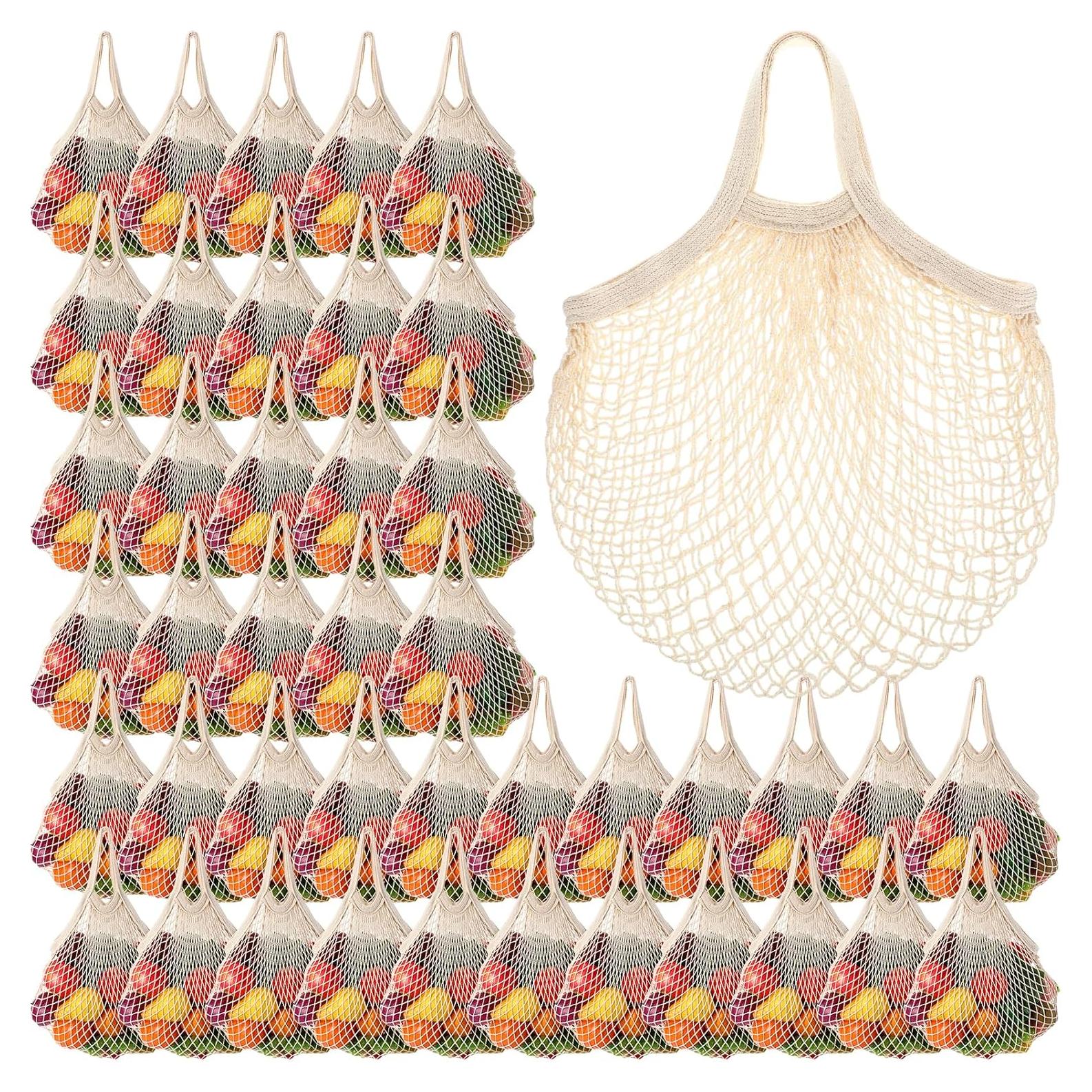 50 Bolsas de Malla de Algodón Reutilizables Paterr Beige