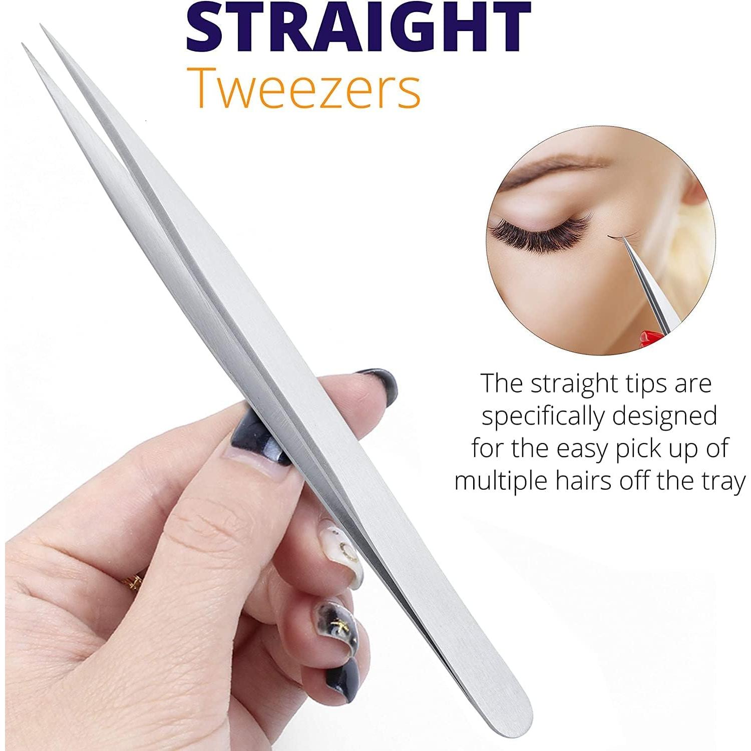 Pinzas para Pestañas SIVOTE, Acero Inoxidable, 2 Unidades