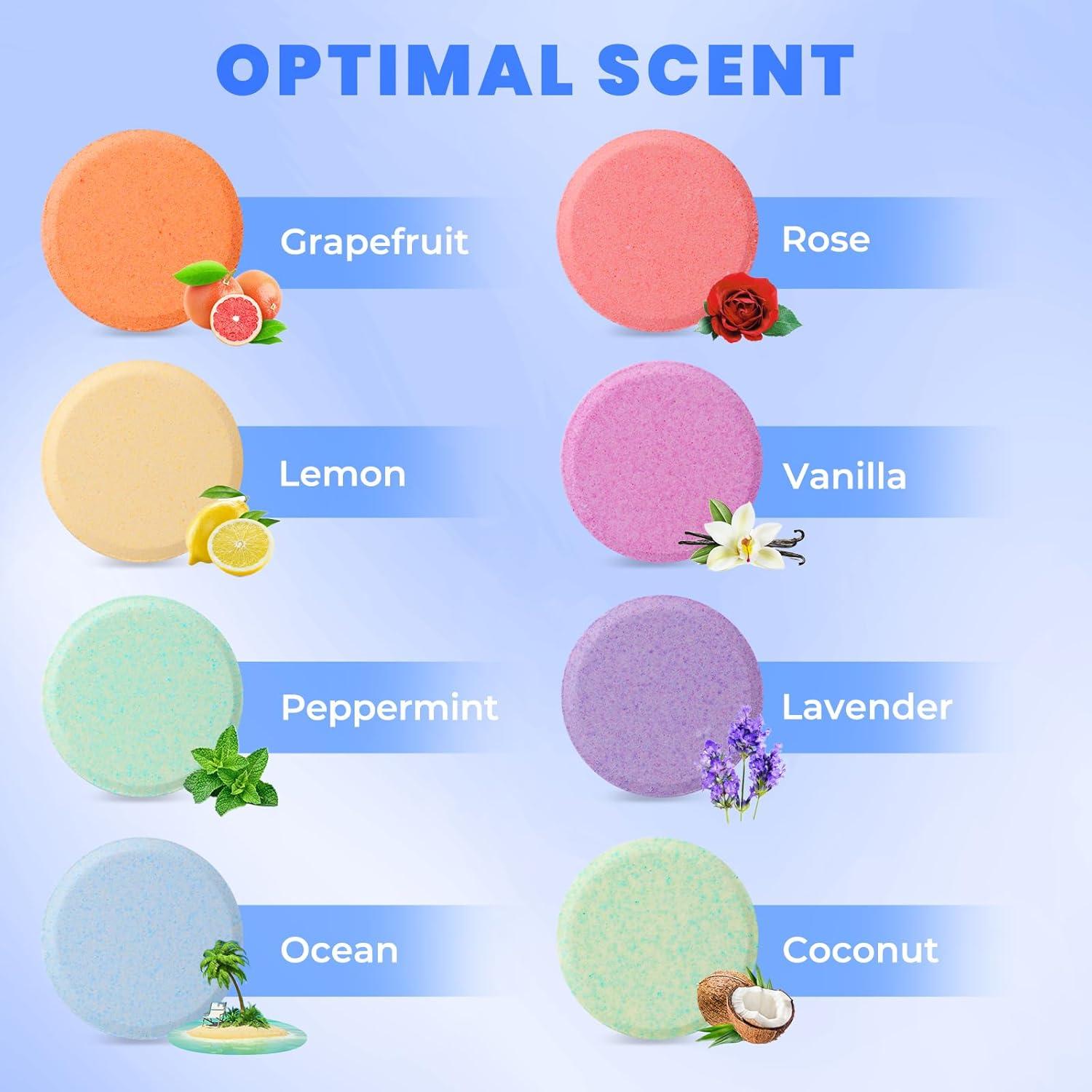 Juego de 8 pastillas efervescentes CalmNFiz para ducha - Aromas relajantes