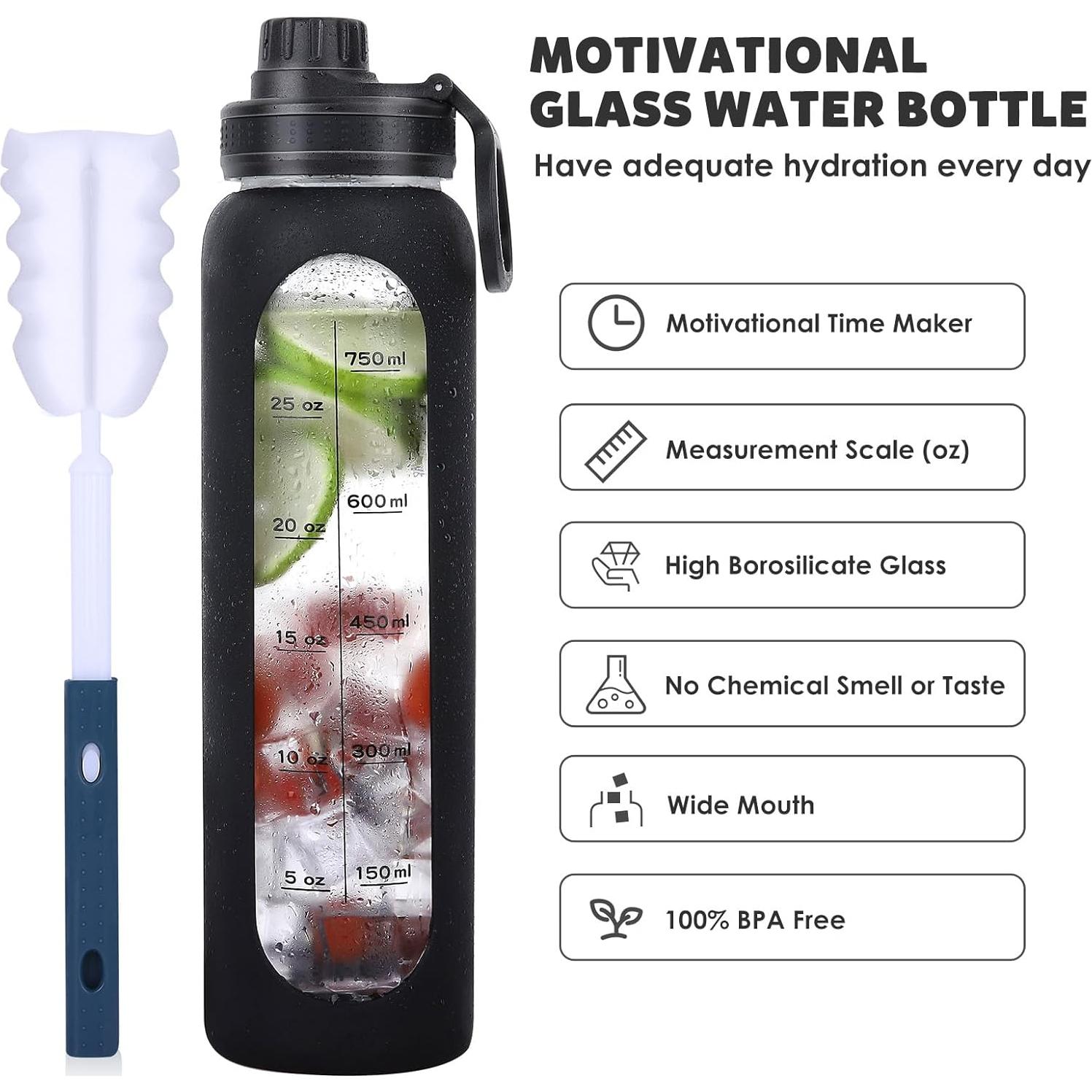 Botella de Agua de Vidrio GIEMIT 1L con Manga de Silicona