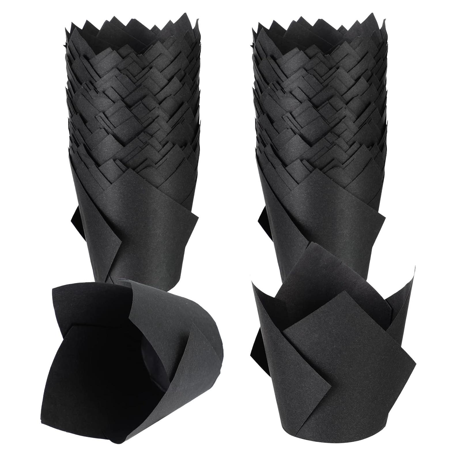 Moldes para Cupcakes Tulipanes Jutom 200 Piezas Papel Negro