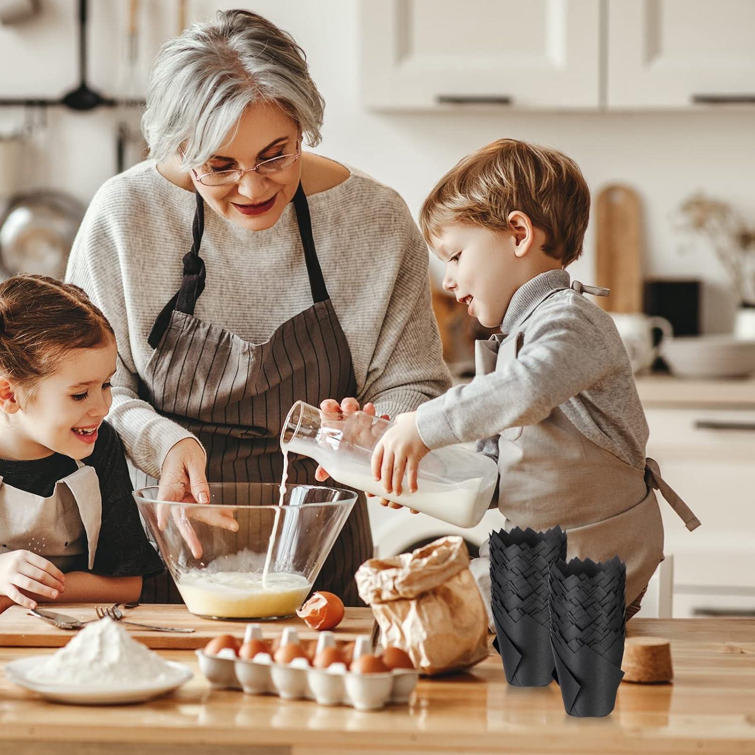 Moldes para Cupcakes Tulipanes Jutom 200 Piezas Papel Negro