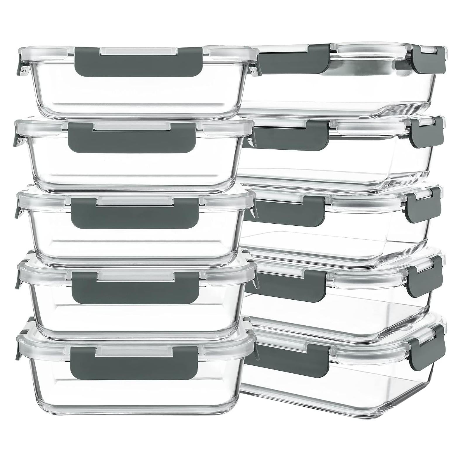 10 Contenedores de Vidrio KOMUEE 30 oz A Prueba de Aire