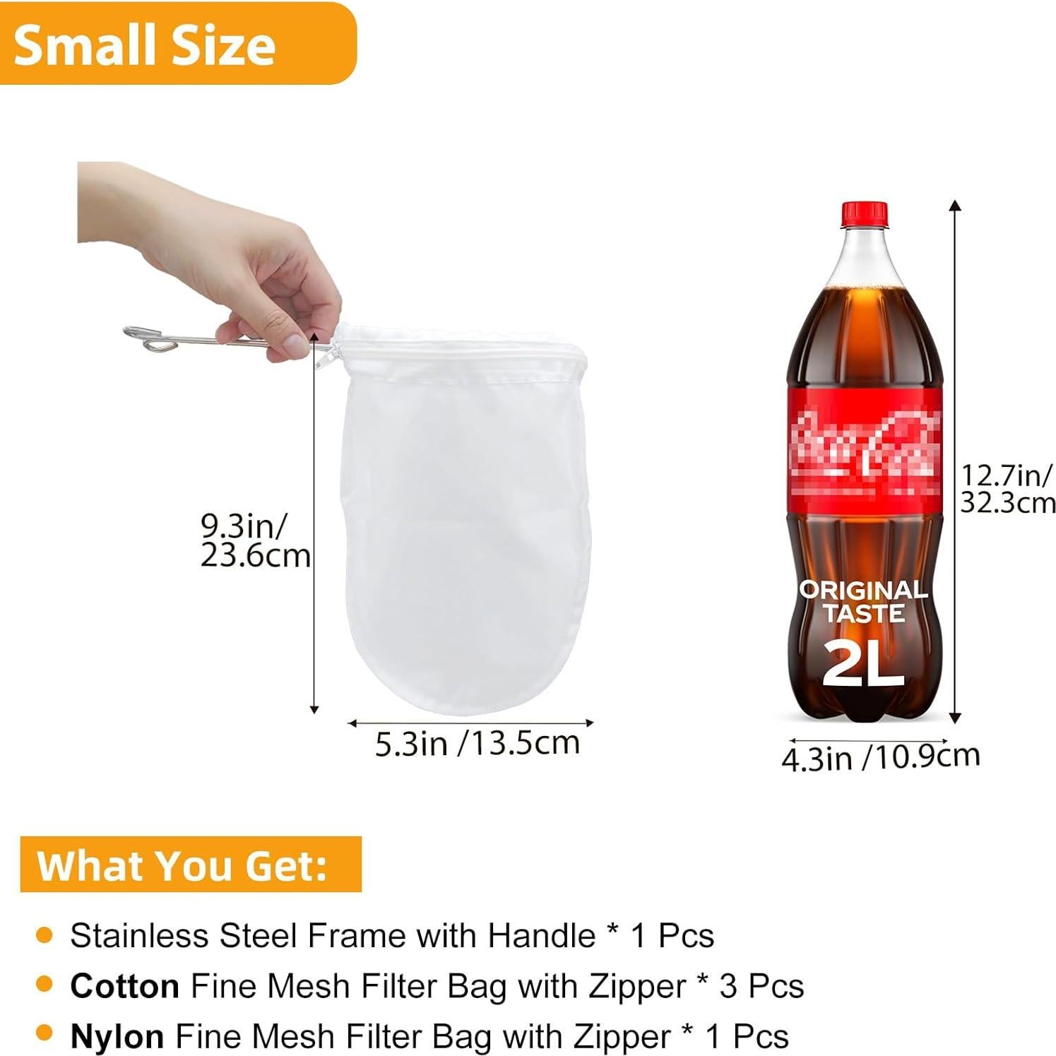 5 Bolsas de Malla Fina Reutilizables Esuduky con Mango Acero