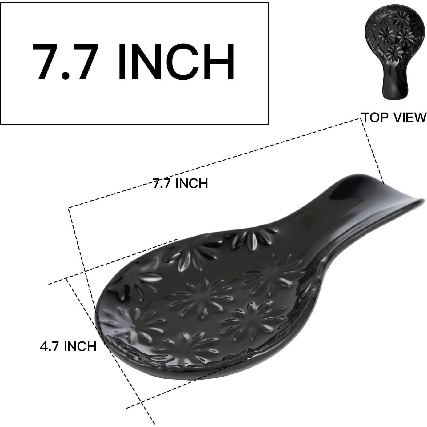 Soporte de Cuchara de Cerámica Negro para Estufa 19.6x11.9cm
