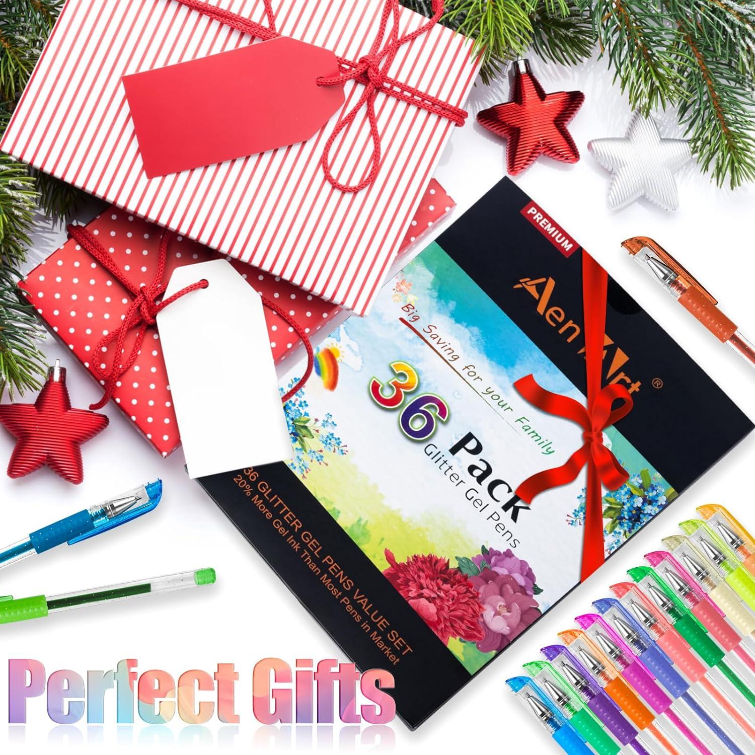 Set de 36 Bolígrafos de Gel Brillante Aen Art para Colorear