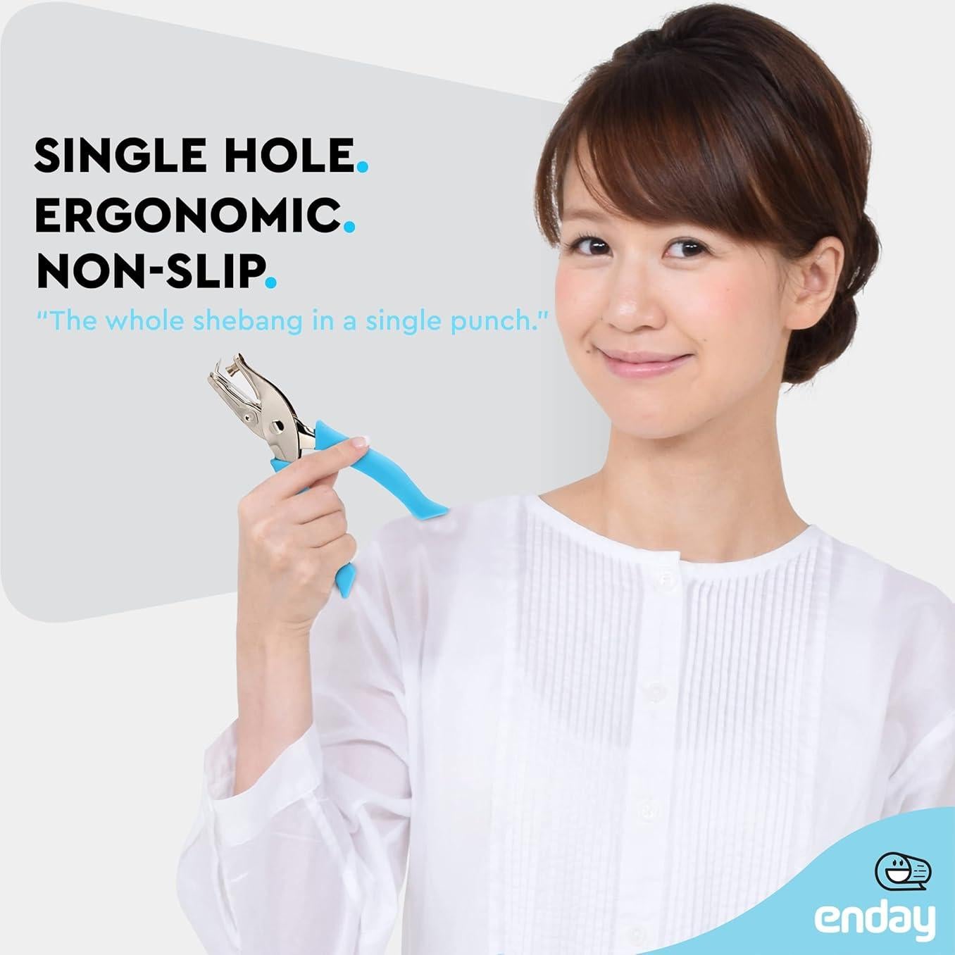 Perforadora de Papel Enday 1 Orificio 0.64 cm Azul