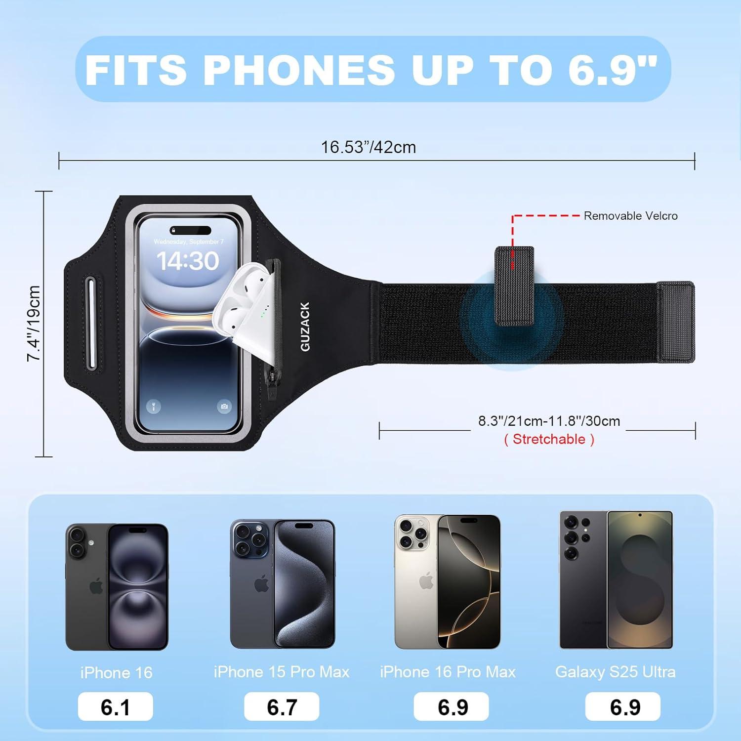 Banda de Correr PEDVSTY para Teléfonos hasta 6.8" Negra