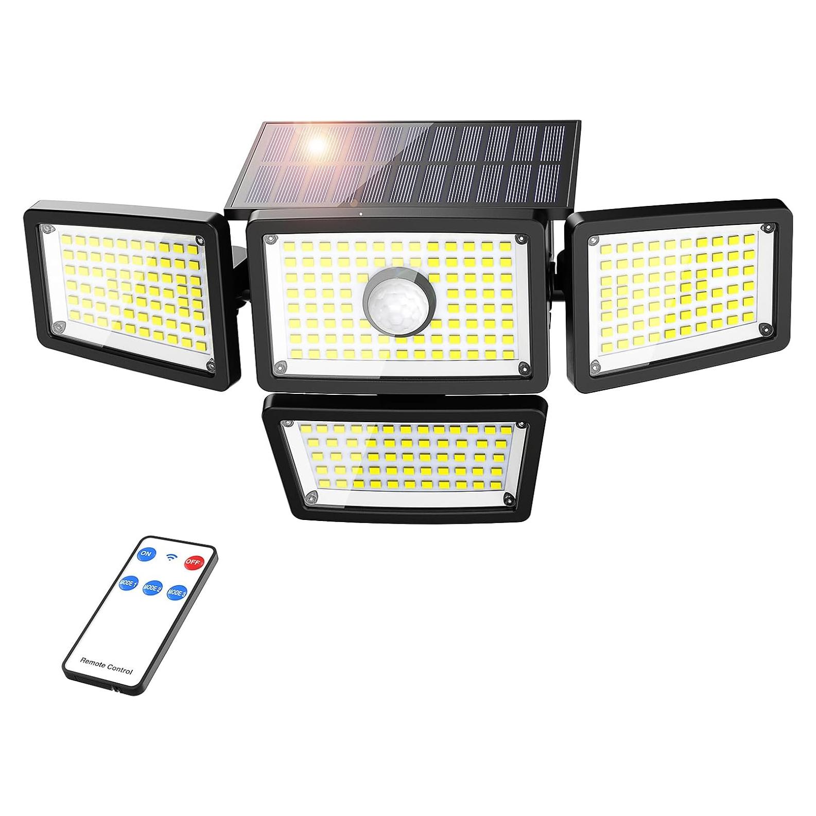 Luces Solares Exteriores Omibee 3000LM 4 Cabezas Ajustables