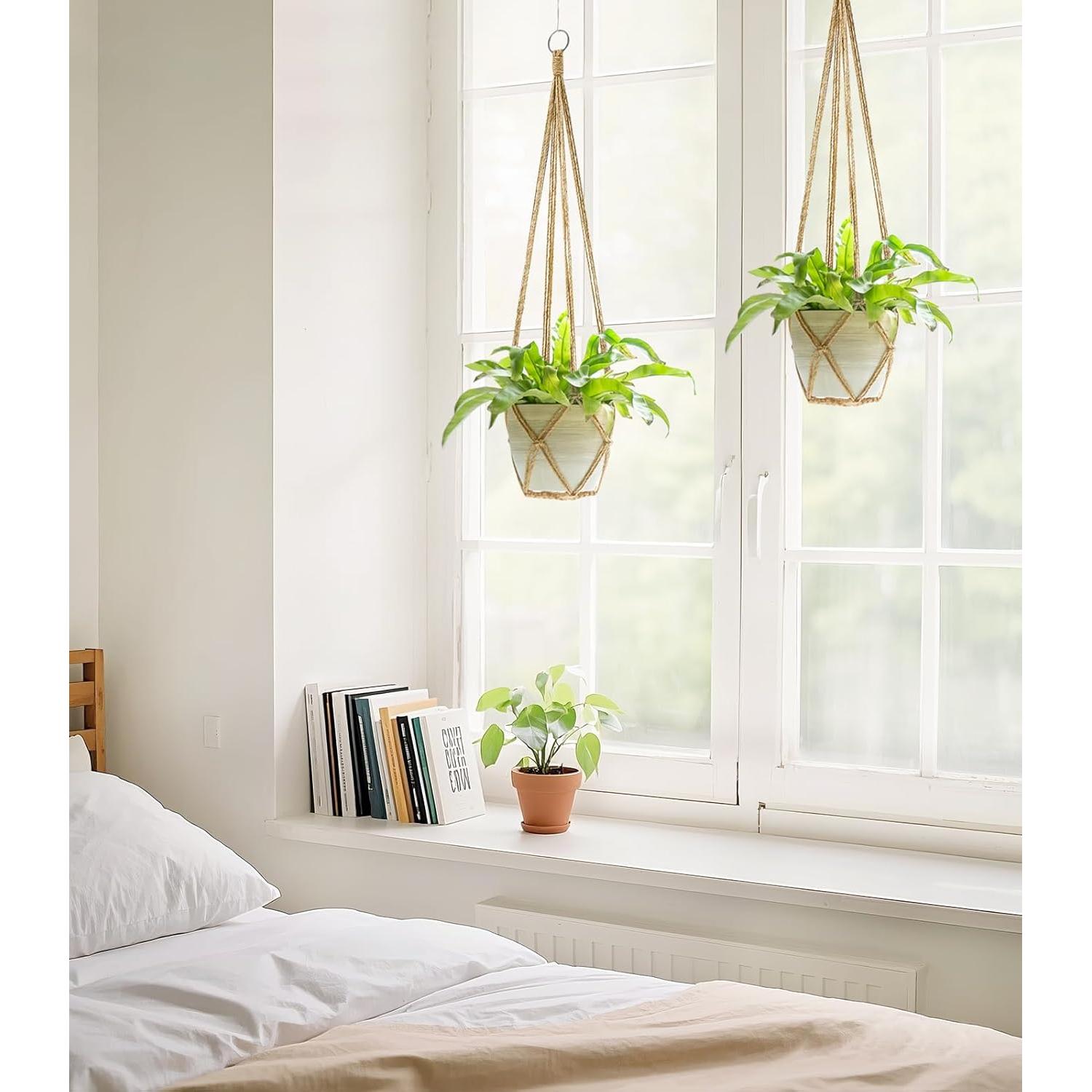 Colgador de Plantas de Macramé Dahey 89cm Juego de 2 Marrón