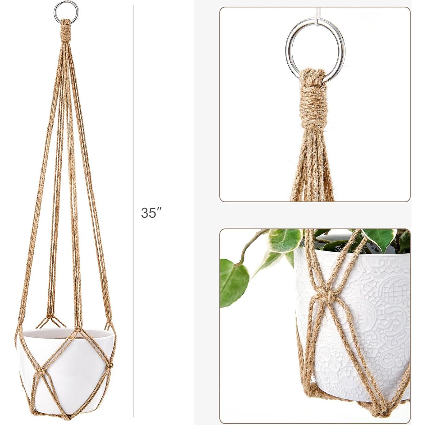 Colgador de Plantas de Macramé Dahey 89cm Juego de 2 Marrón