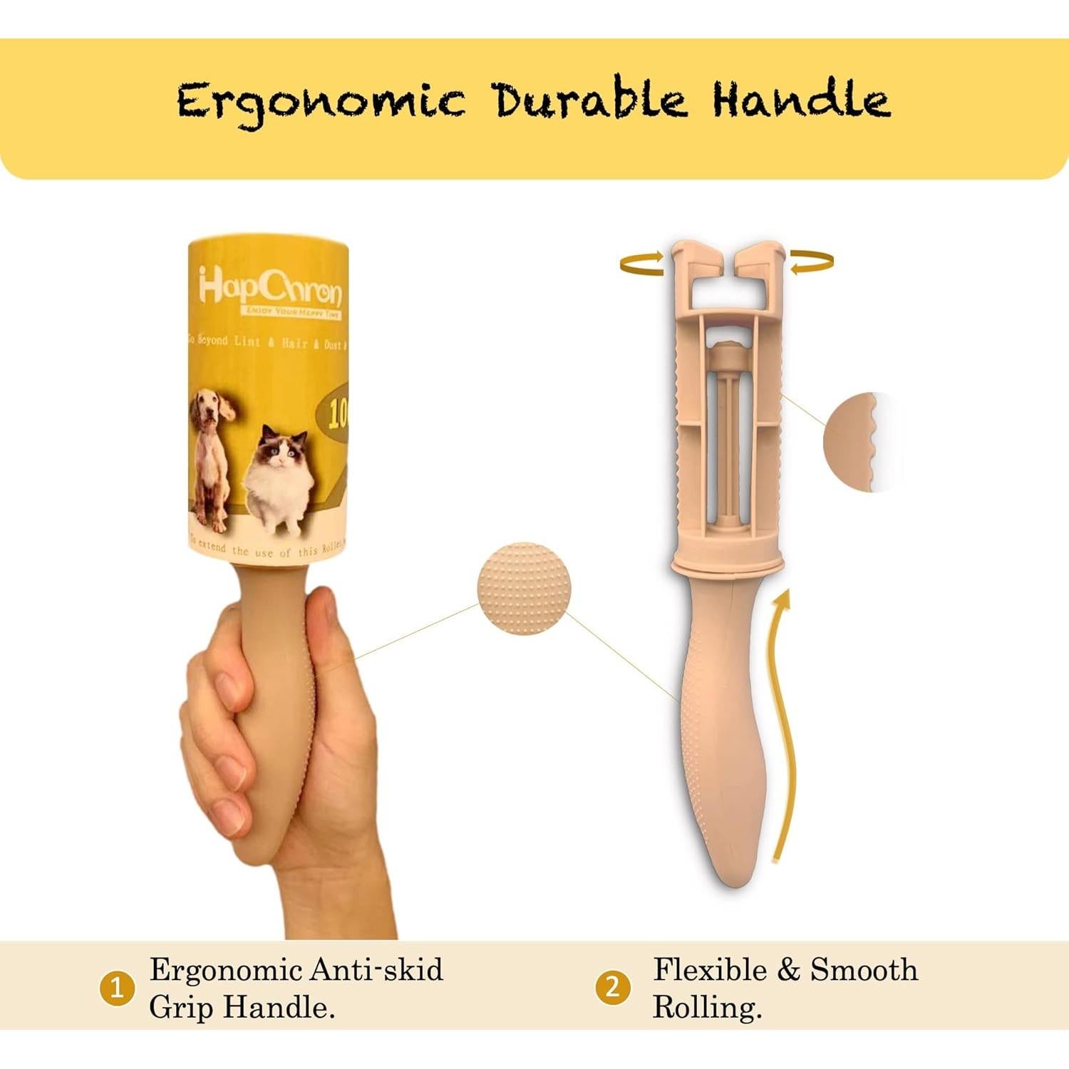 Rodillos Quitapelusas HAPCHRON 2 Mangos 400 Hojas Extra Pegajosos