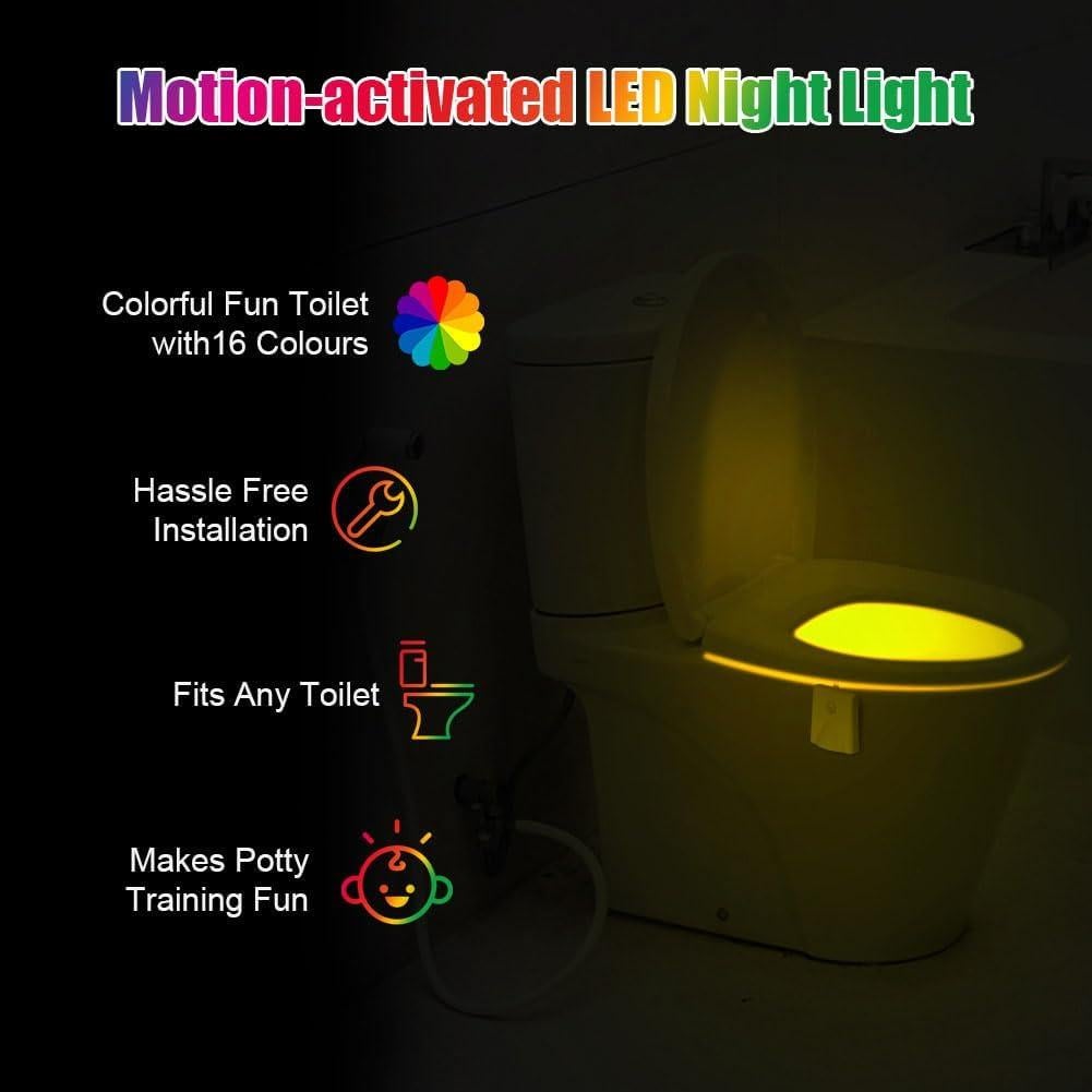 Luces Nocturnas para Inodoro HOTUT 2PCS LED Recargables USB 16 Colores