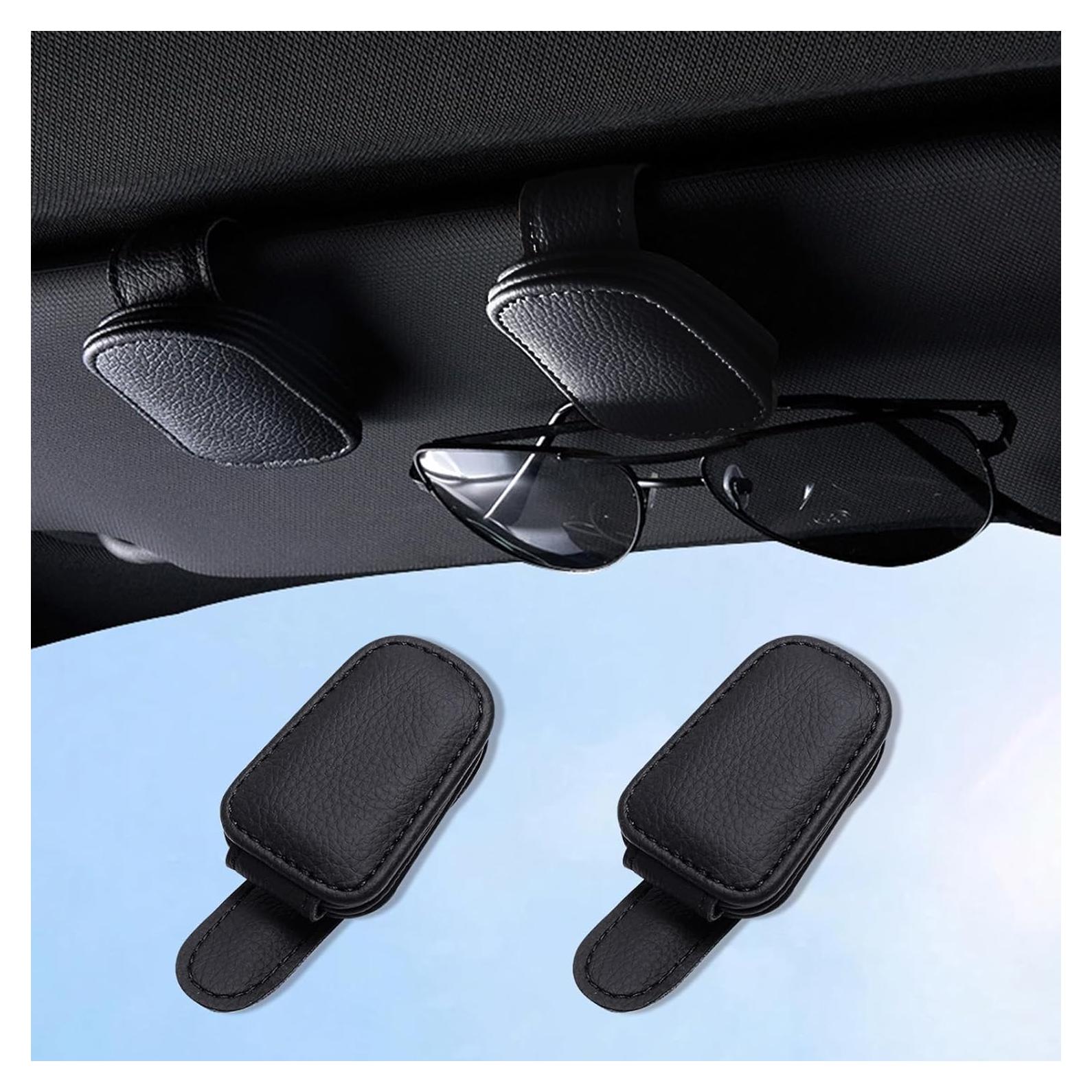 Soporte de Gafas de Sol Aenfaiy para Coche - 2 Piezas Negro