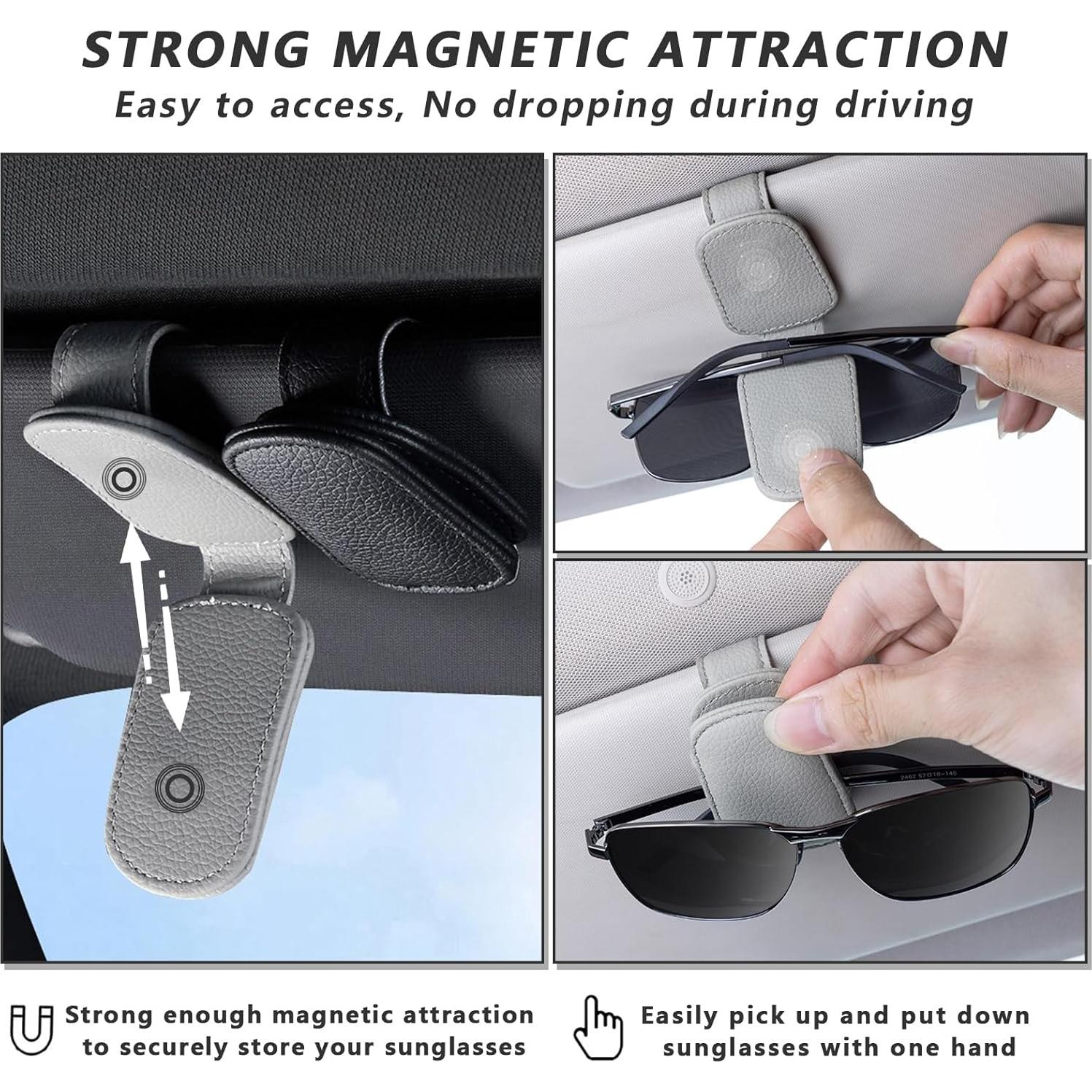 Soporte de Gafas de Sol Aenfaiy para Coche - 2 Piezas Negro