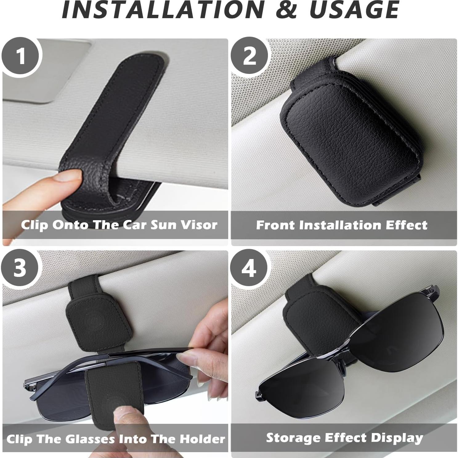 Soporte de Gafas de Sol Aenfaiy para Coche - 2 Piezas Negro