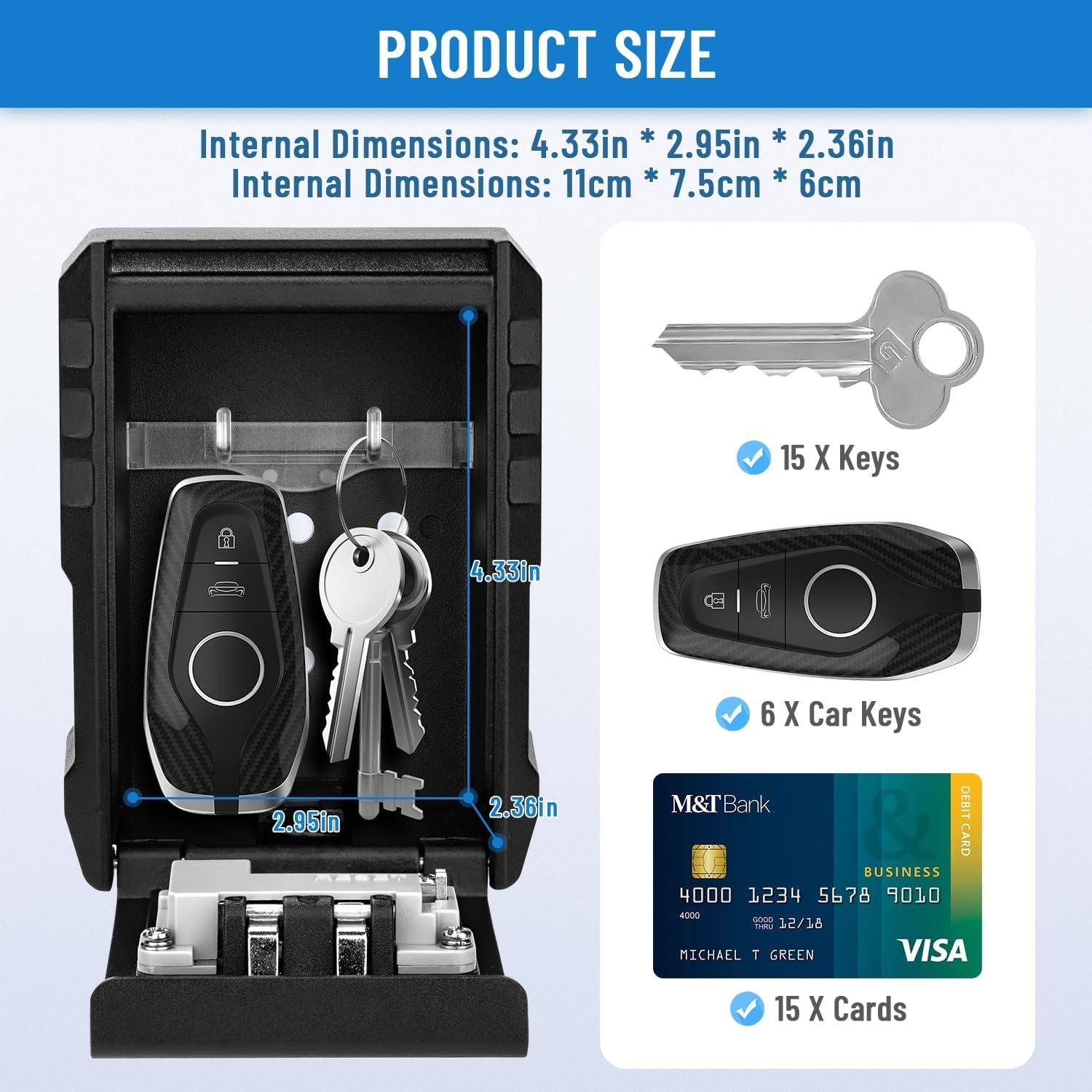 Caja de Llave BKNOOU Grande con Combinación 4 Dígitos para Montaje en Pared
