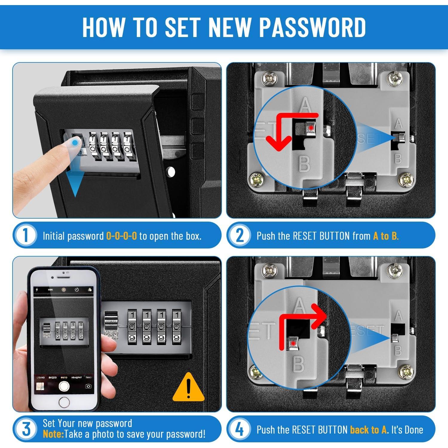 Caja de Llave BKNOOU Grande con Combinación 4 Dígitos para Montaje en Pared