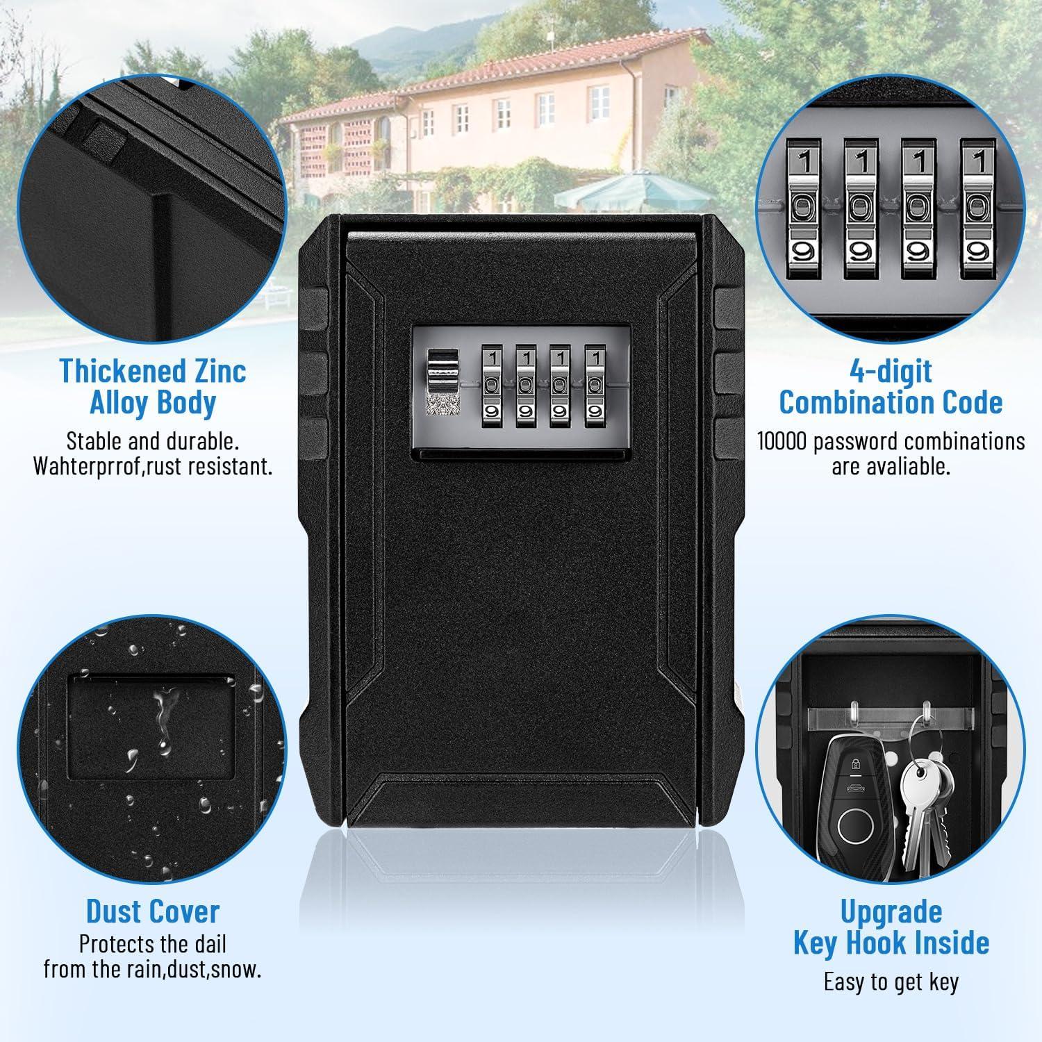 Caja de Llave BKNOOU Grande con Combinación 4 Dígitos para Montaje en Pared