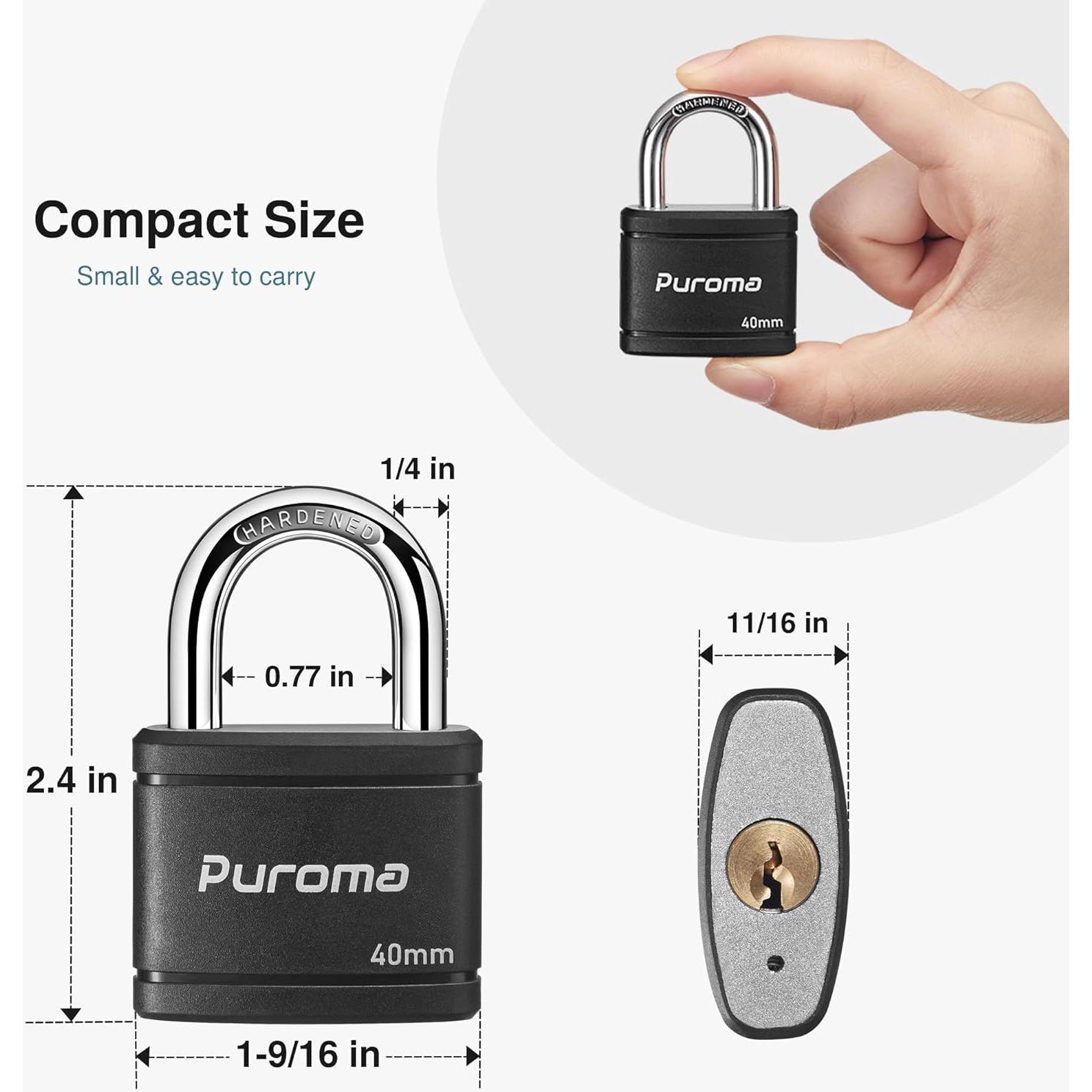 Candado con llave Puroma KL26F 40mm alta seguridad negro