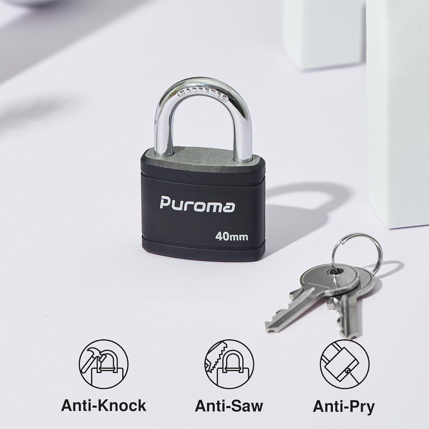 Candado con llave Puroma KL26F 40mm alta seguridad negro