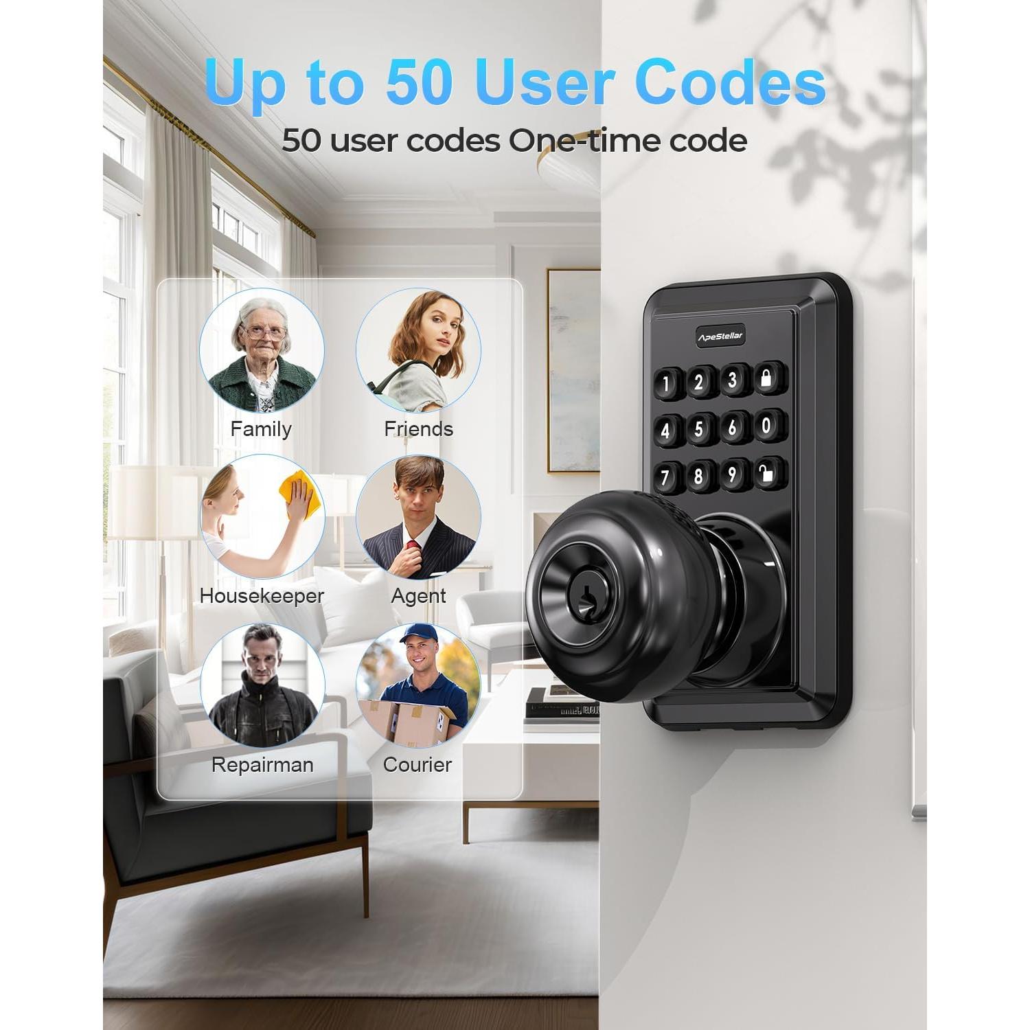 Cerradura de Puerta Sin Llave ApeStellar AS-DK-MB Negra