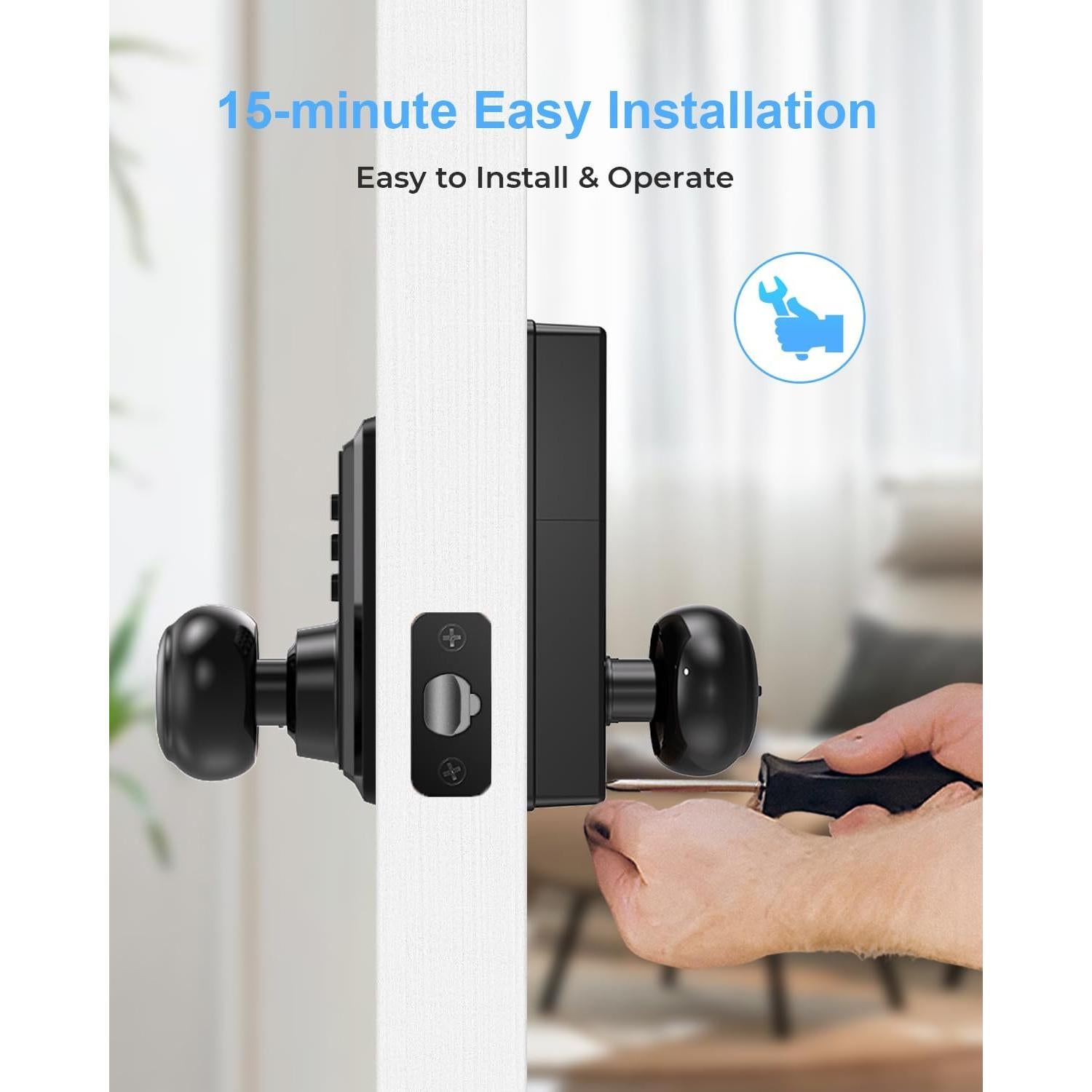 Cerradura de Puerta Sin Llave ApeStellar AS-DK-MB Negra