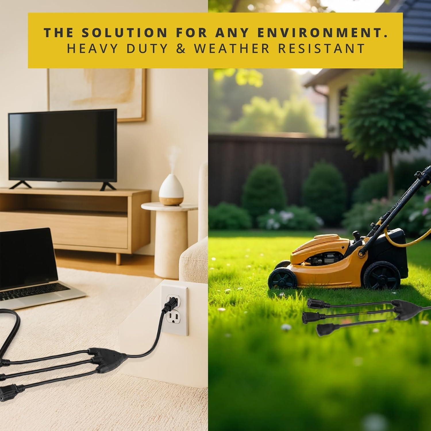 Divisor de Energía Colsen - Cable de Extensión 7.62m 3 Salidas