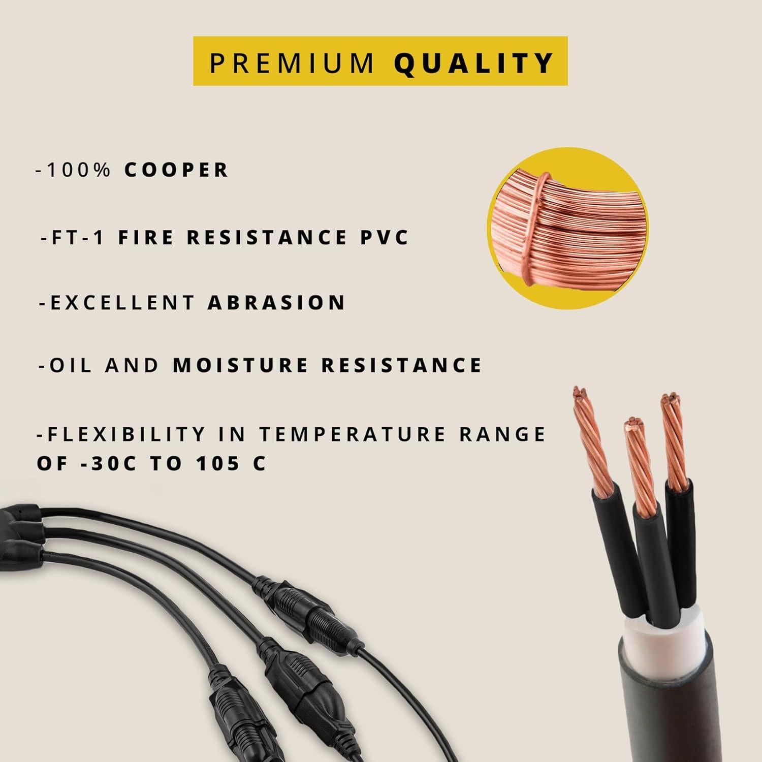 Divisor de Energía Colsen - Cable de Extensión 7.62m 3 Salidas