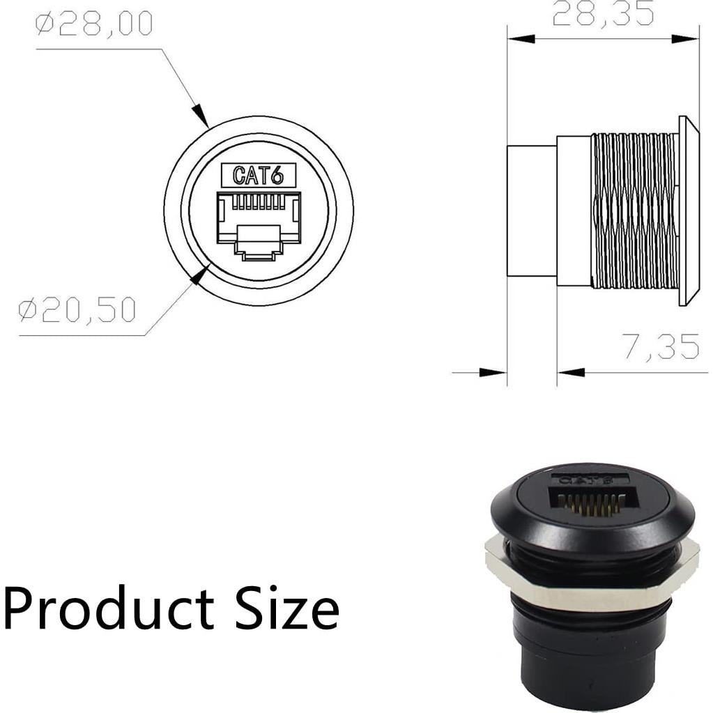 Conector de Montaje en Panel RJ45 CAT6 PENGLIN 2PCS