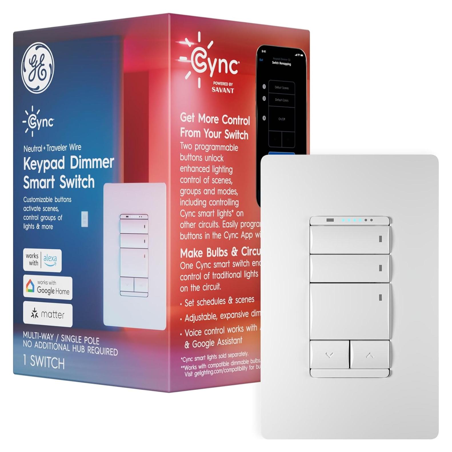 Interruptor Regulador Inteligente Cync GE, Control WiFi y Voz
