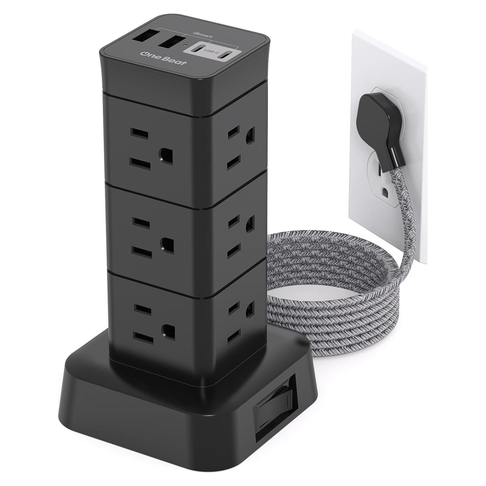 Regleta de Sobretensión One Beat 1.83m 12 Salidas 4 USB Carga Rápida