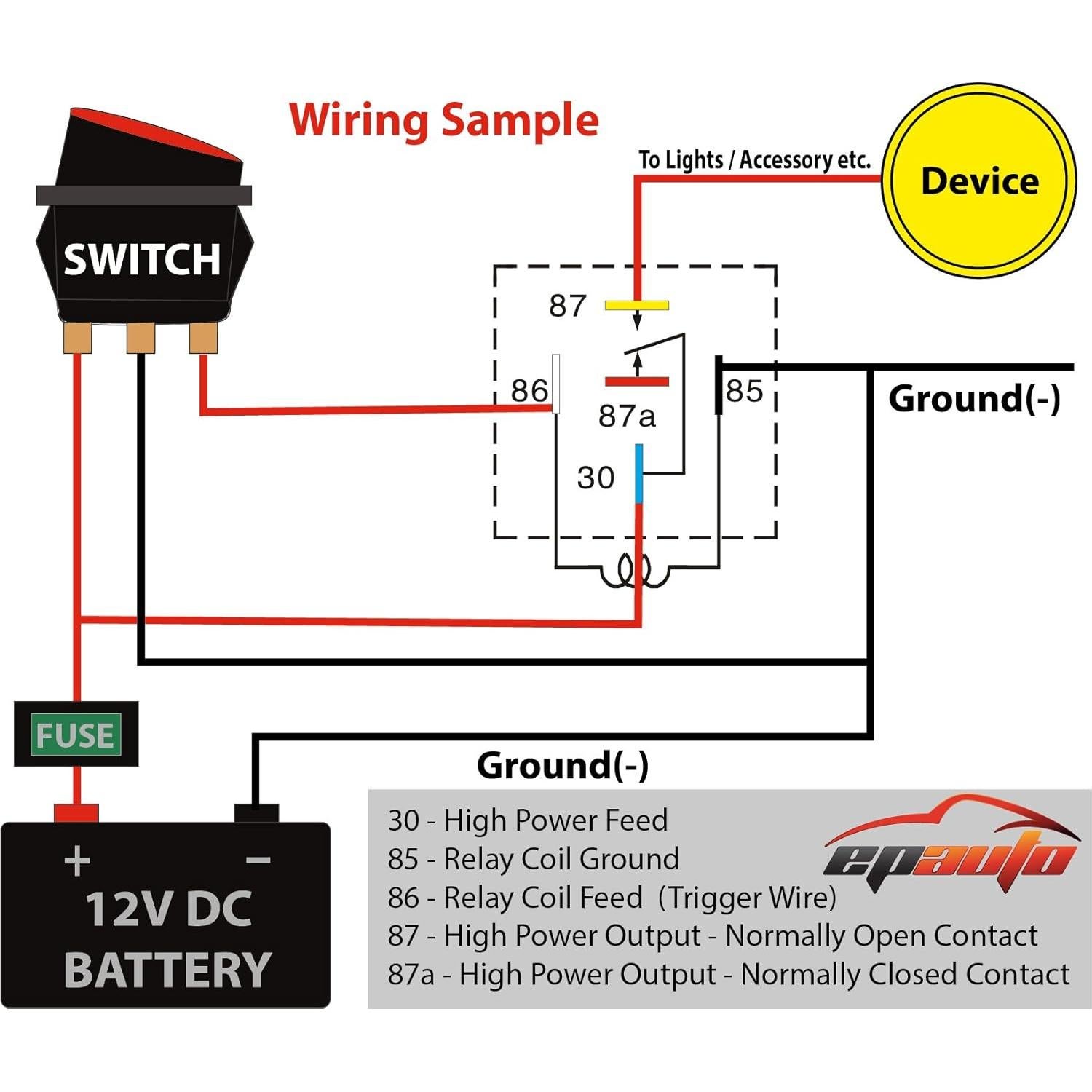 Relé EPAuto 30/40A 12V SPDT - 4 Paquete con Conectores