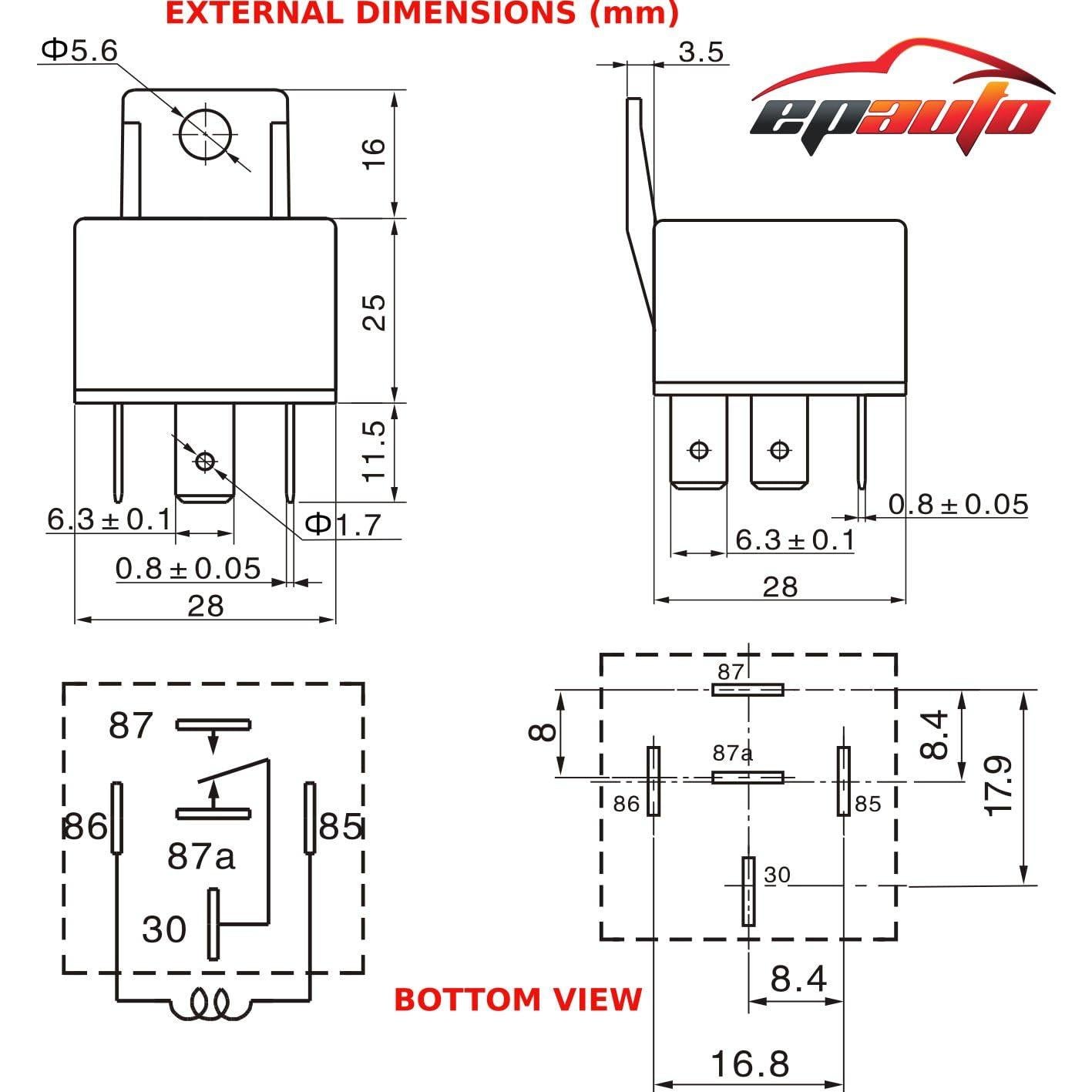 Relé EPAuto 30/40A 12V SPDT - 4 Paquete con Conectores