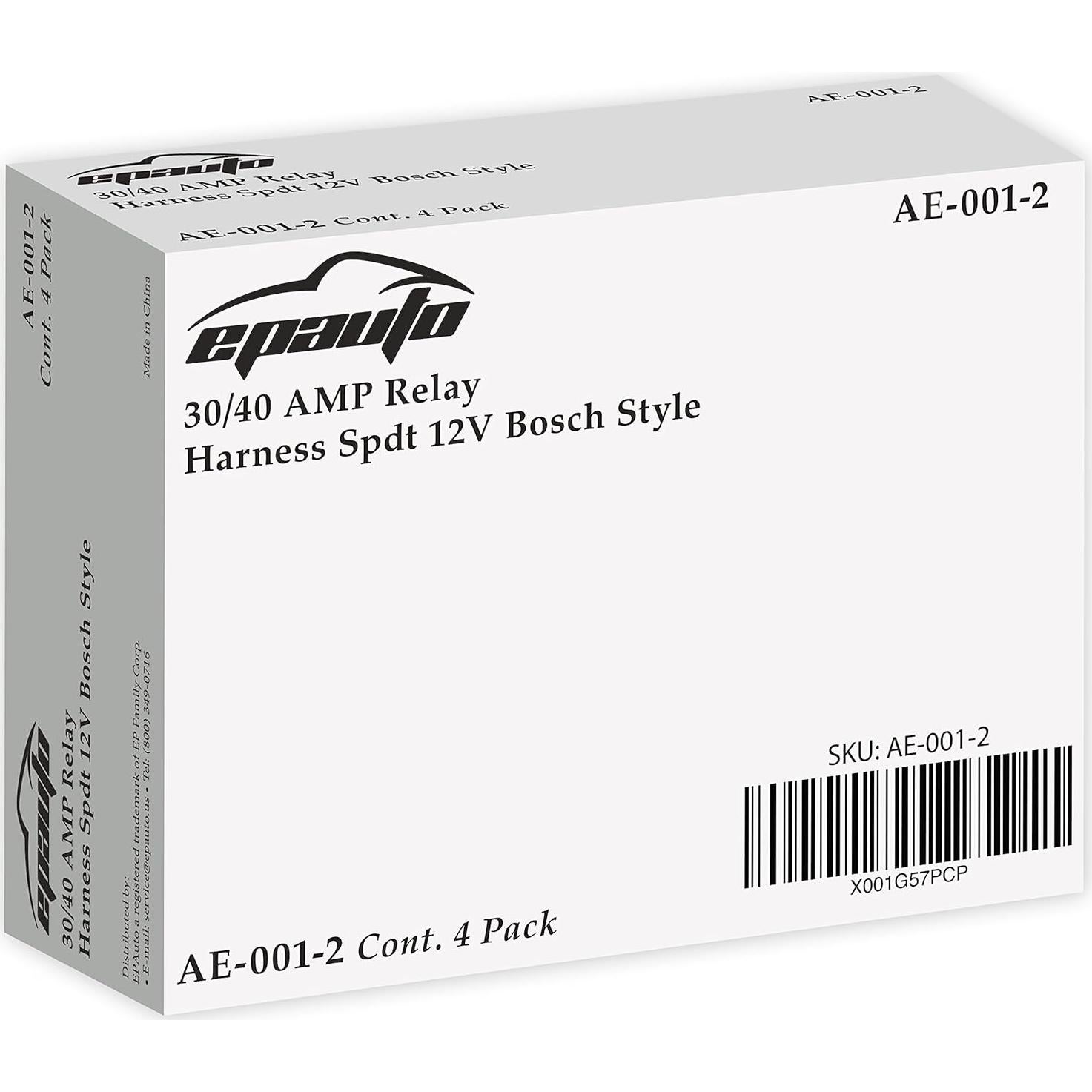 Relé EPAuto 30/40A 12V SPDT - 4 Paquete con Conectores