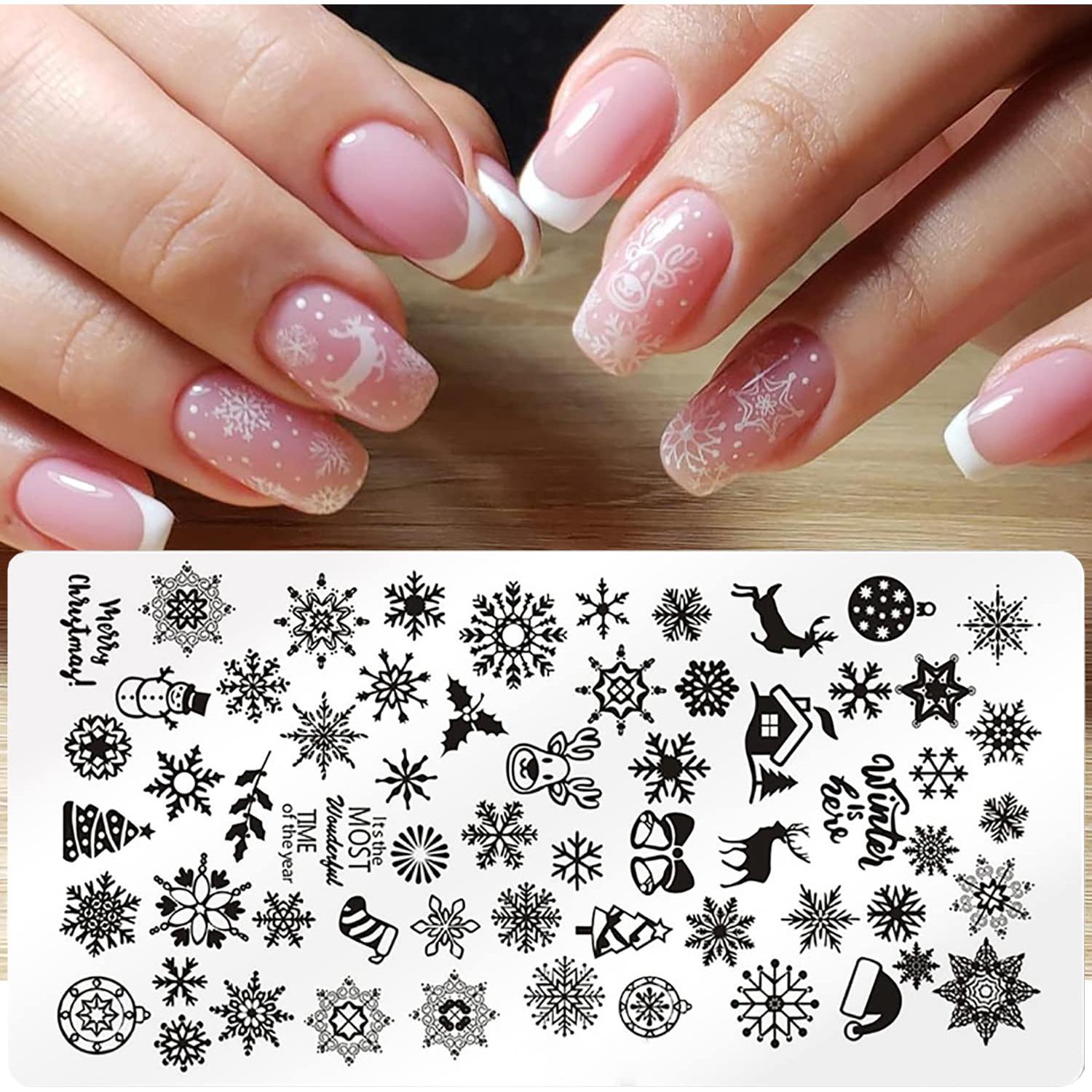 Kit 6 Placas Estampado Uñas Navidad OCOUYVD 12x6cm