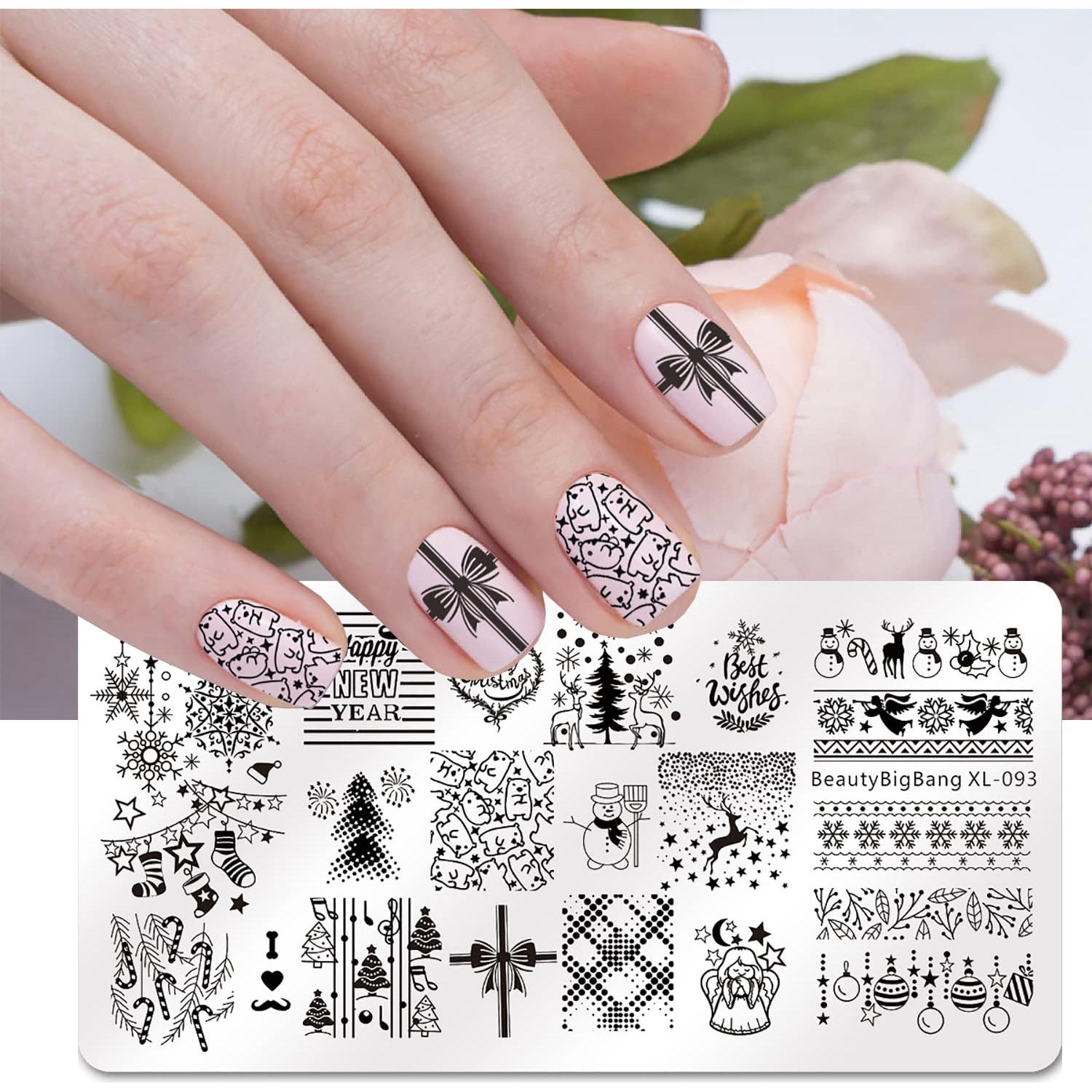 Kit 6 Placas Estampado Uñas Navidad OCOUYVD 12x6cm